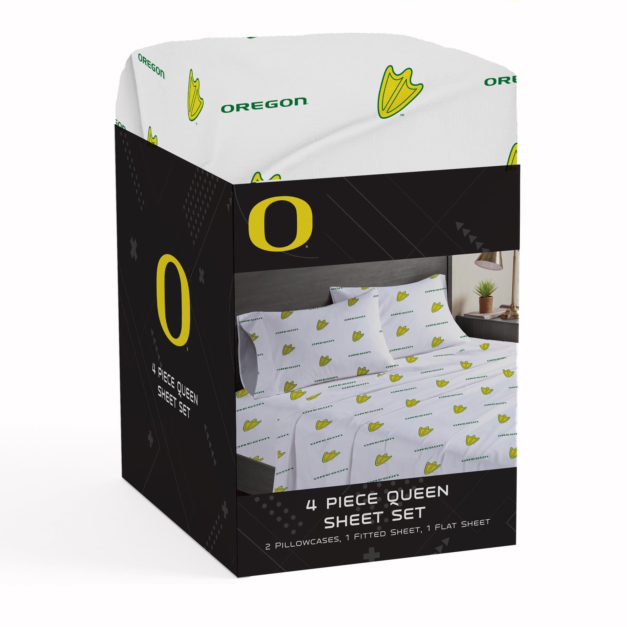 Pegasus Oregon Ducks Four-Piece Queen Sheet Set
