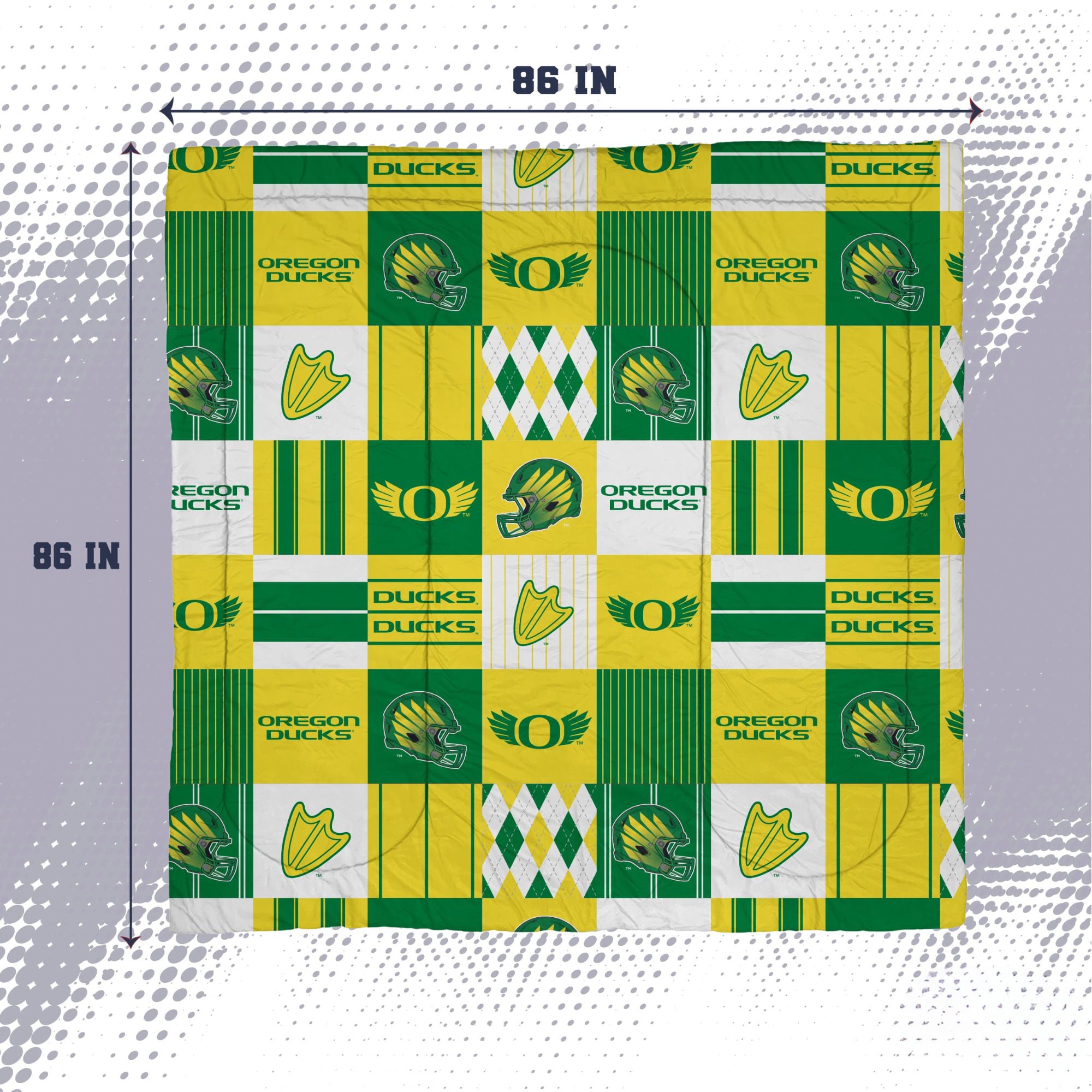 Pegasus Oregon Ducks Patchwork Plaid Three-Piece Full/Queen Bed in a Bag Set