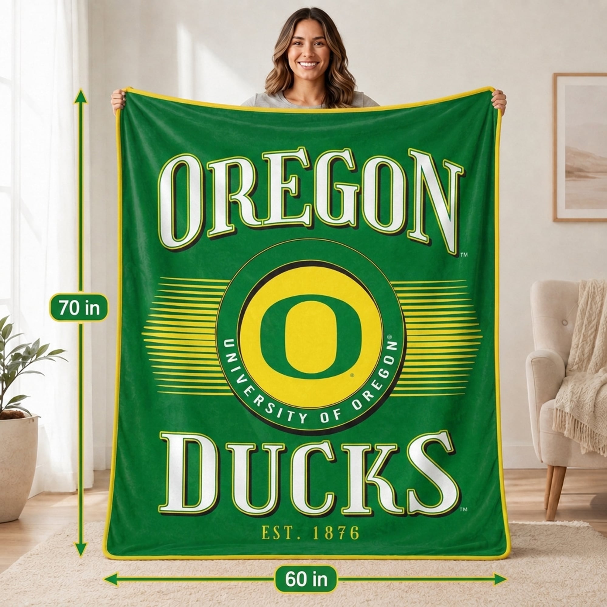 Pegasus Oregon Ducks Spotlight Arch 60" x 70" Ultra Soft Throw Blanket