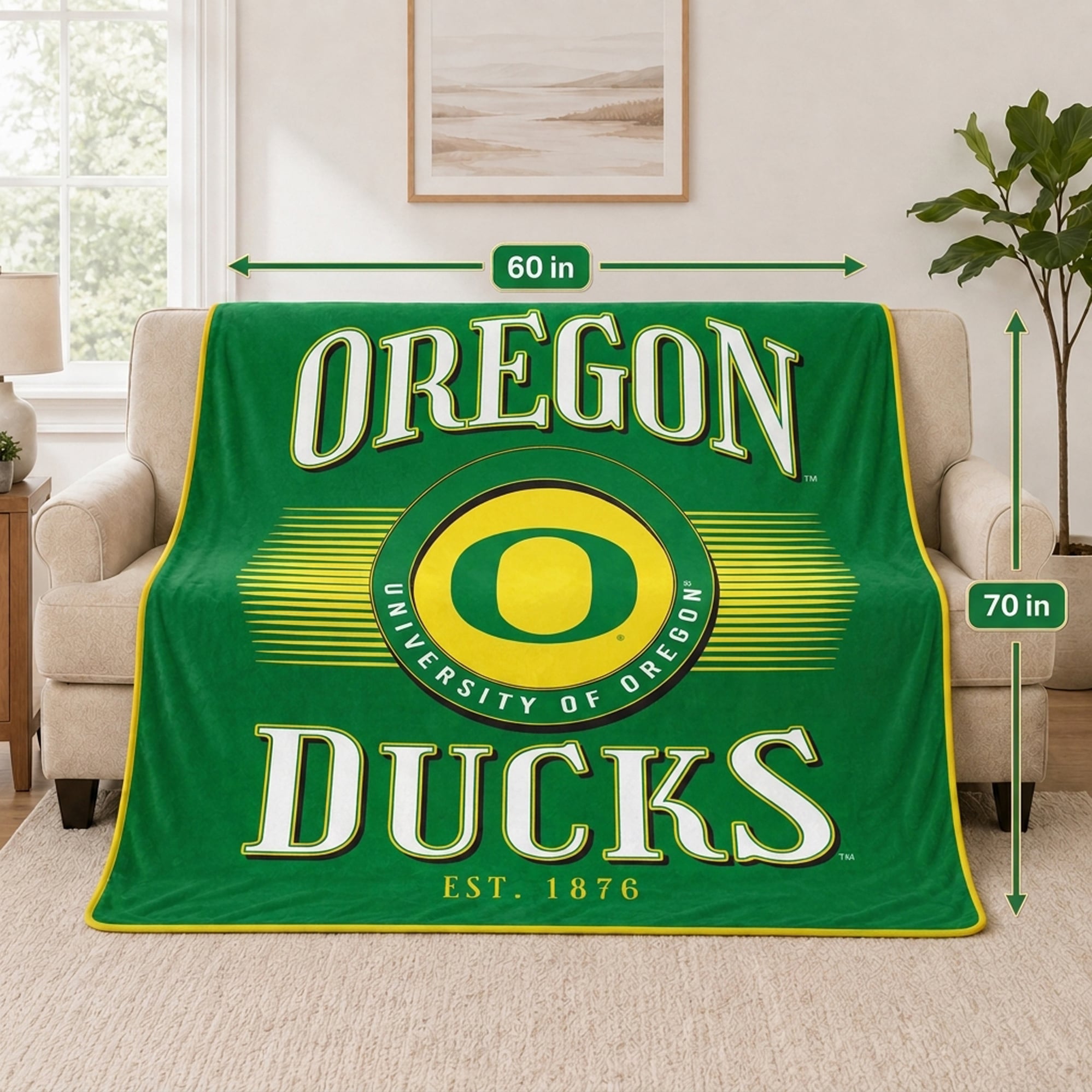 Pegasus Oregon Ducks Spotlight Arch 60" x 70" Ultra Soft Throw Blanket