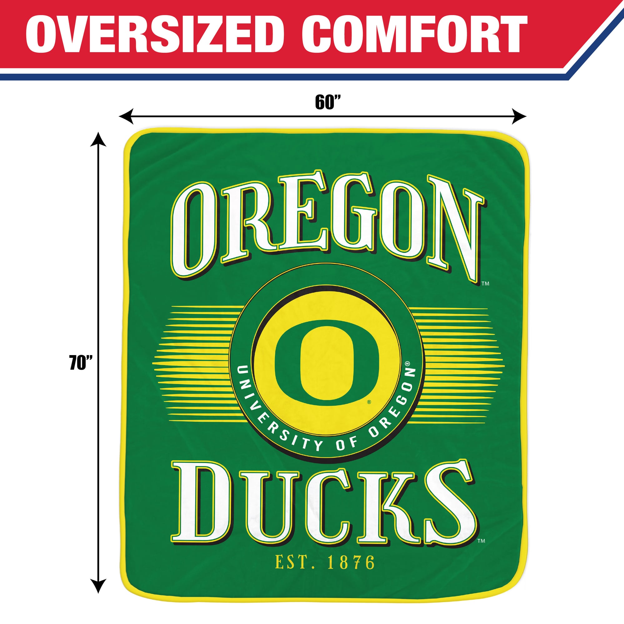 Pegasus Oregon Ducks Spotlight Arch 60" x 70" Ultra Soft Throw Blanket