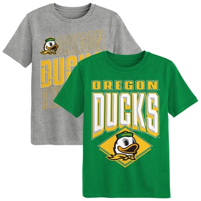 Oregon Ducks Outerstuff Preschool Trench Kings 2-Pack T-Shirt Set - Green/Gray