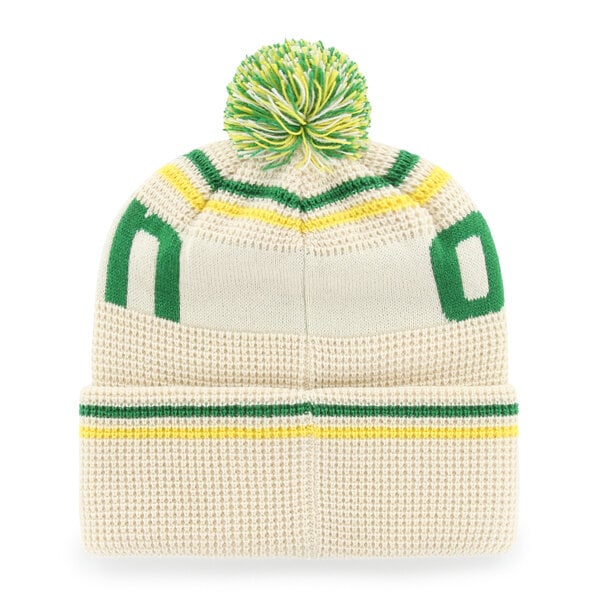 Bonnet unisexe '47 Cream Oregon Ducks en maille gaufrée à revers avec pompon