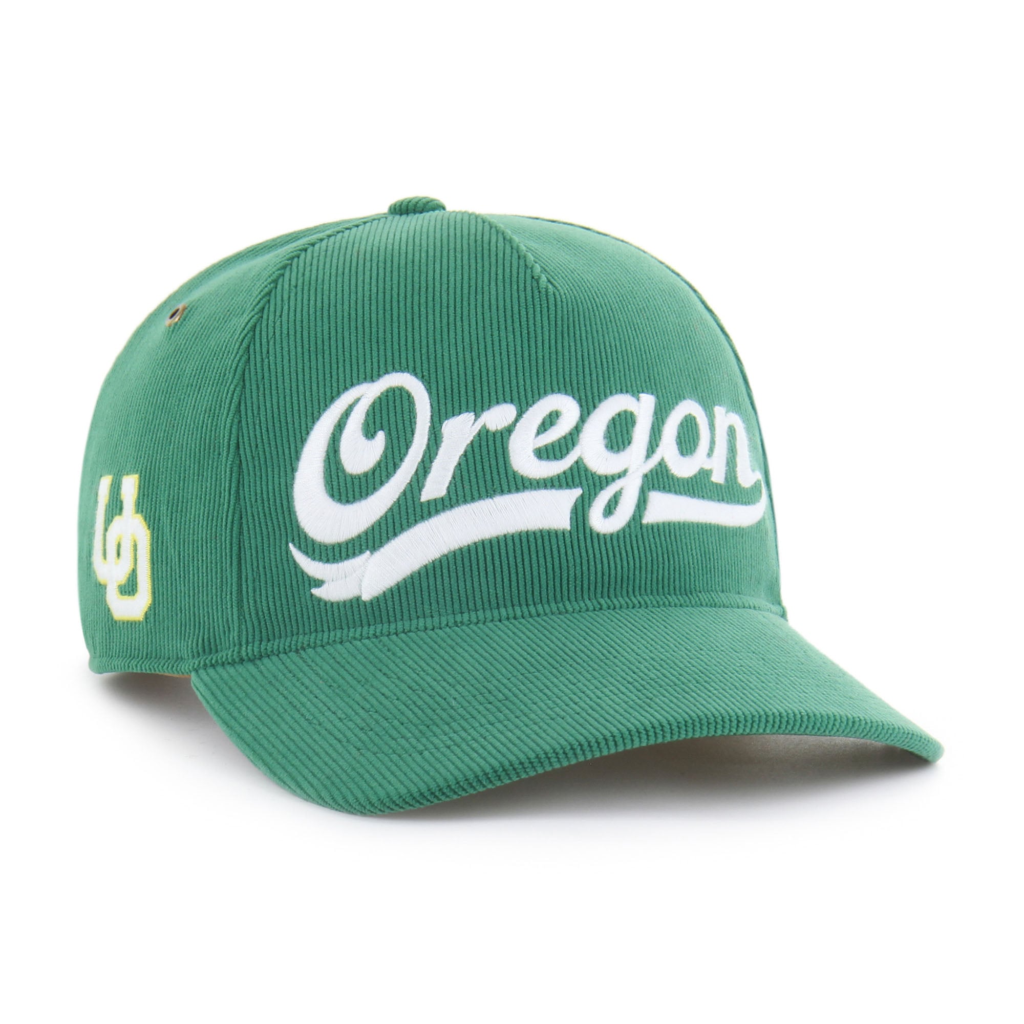 Oregon Ducks \'47 Unisex Collections Golden Age Corduroy Hitch Adjustable Hat Oregon Ducks Flipped Script Hat Green Corduroy Yellow Logo  main image 2