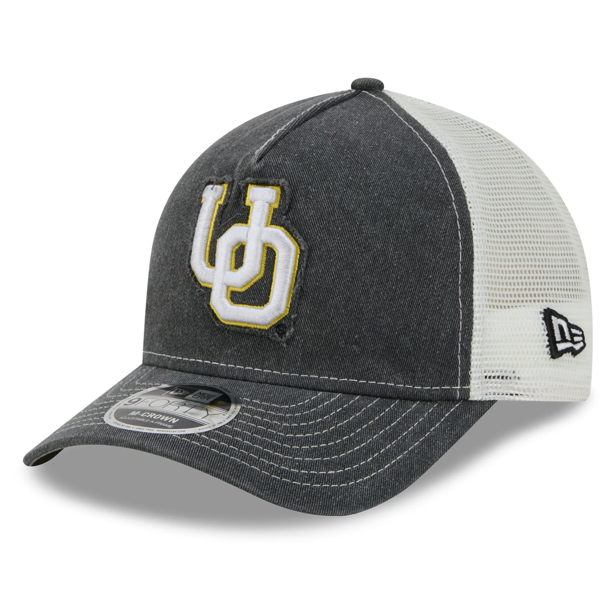 Casquette trucker unisexe New Era Green Oregon Ducks Faded A-Frame 9FORTY ajustable