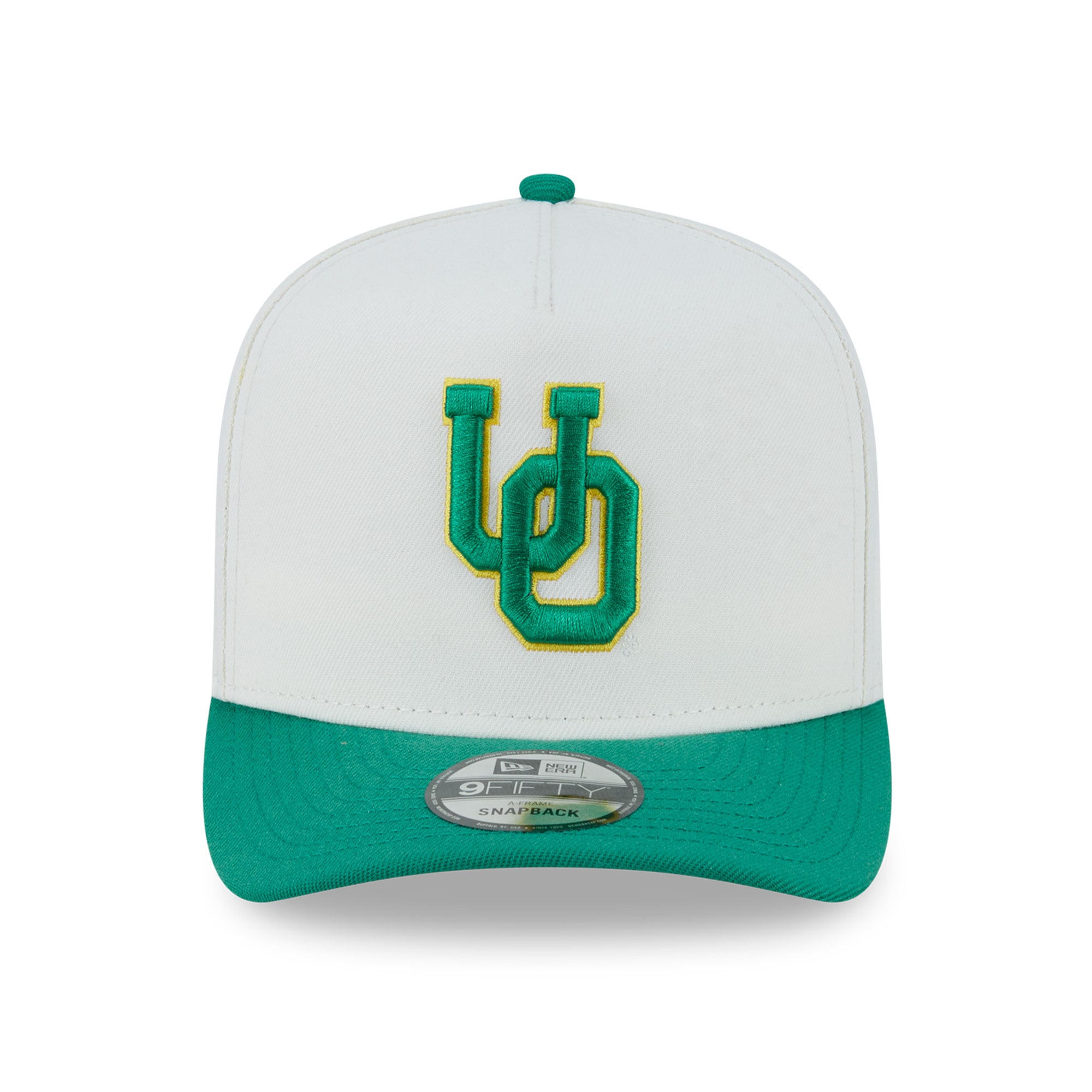 Casquette unisexe New Era 9FIFTY A-Frame blanche et verte Oregon Ducks