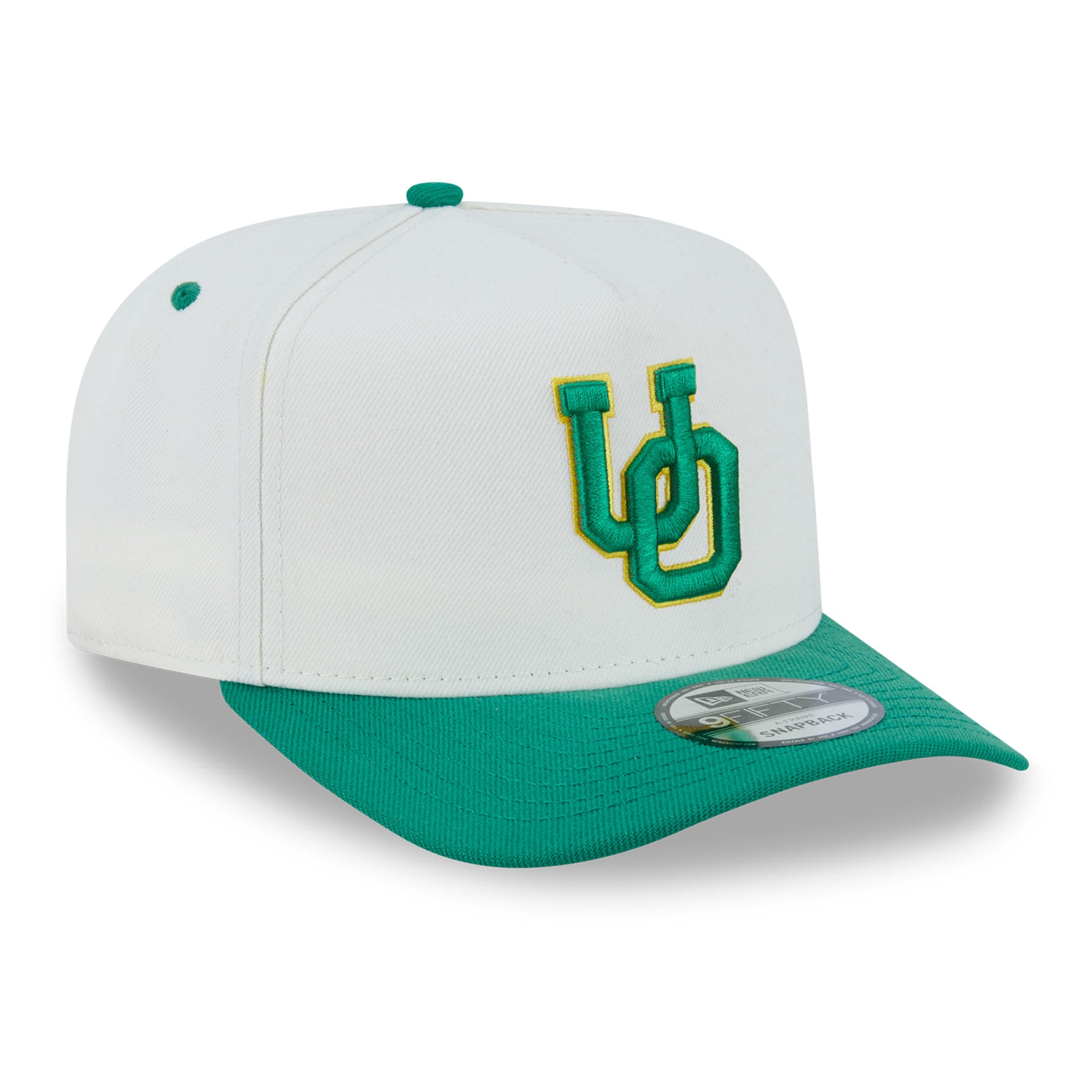 Casquette unisexe New Era 9FIFTY A-Frame blanche et verte Oregon Ducks