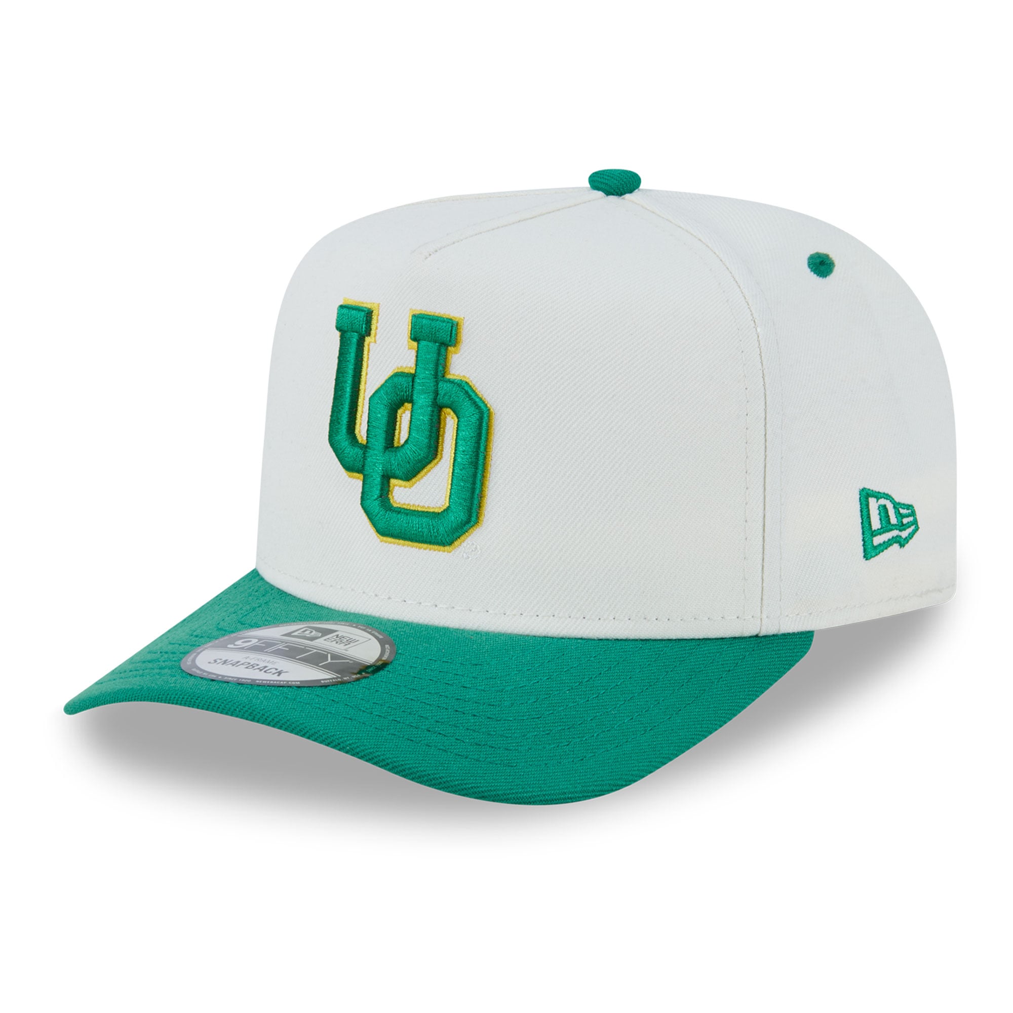 Casquette unisexe New Era 9FIFTY A-Frame blanche et verte Oregon Ducks
