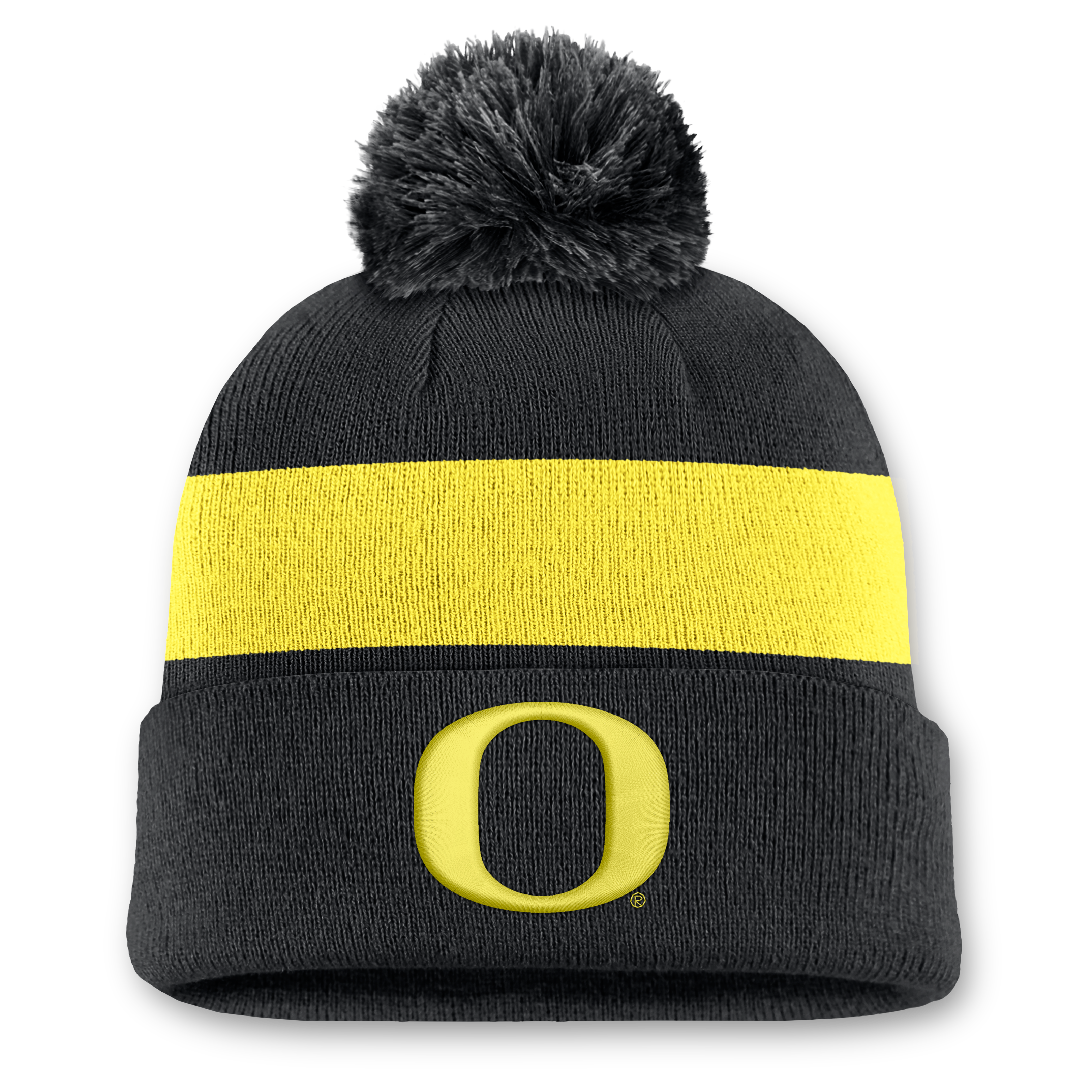 Bonnet unisexe Nike noir Oregon Ducks Primetime Stripe à revers et pompon