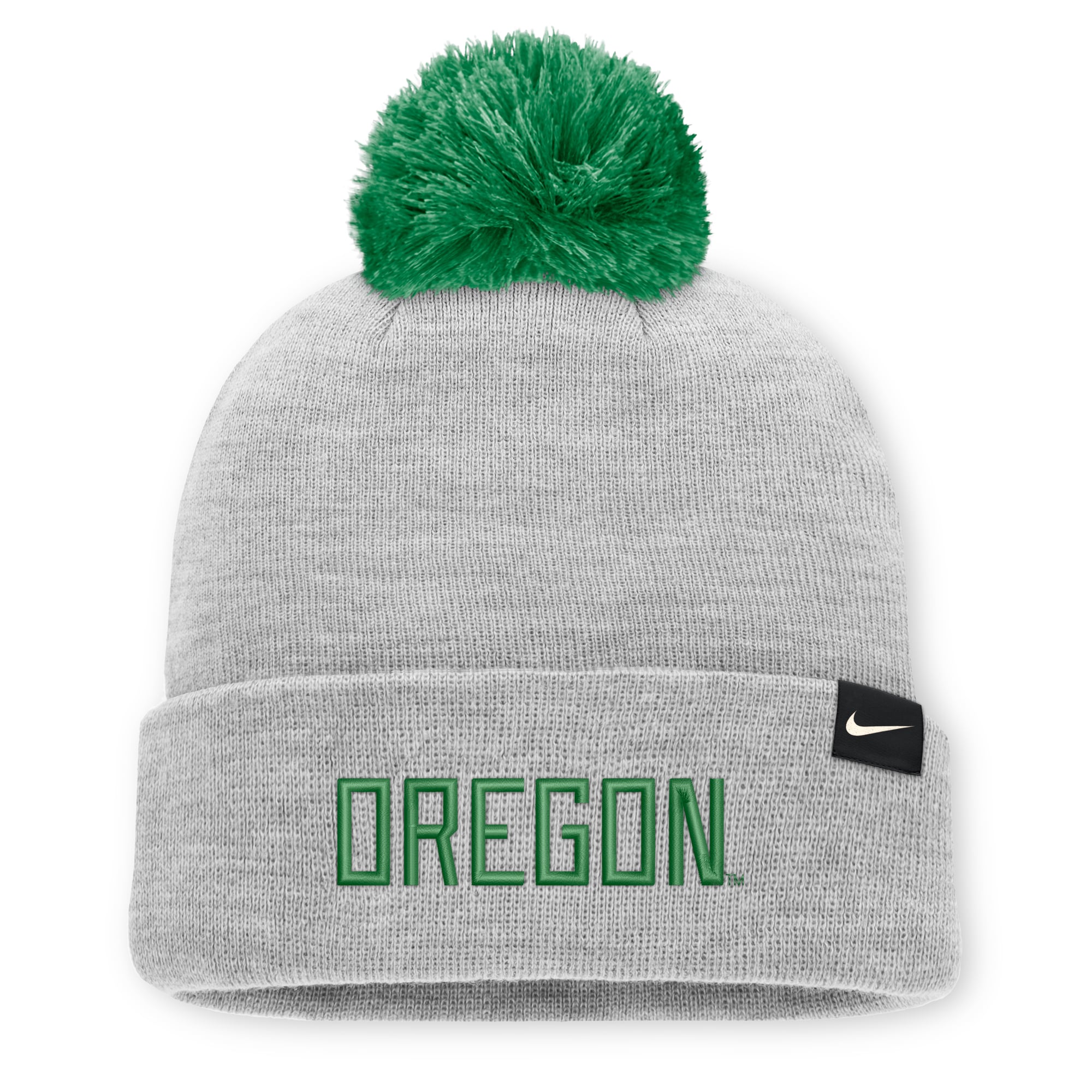 Bonnet unisexe Nike gris chiné Oregon Ducks Primetime Script à revers et pompon