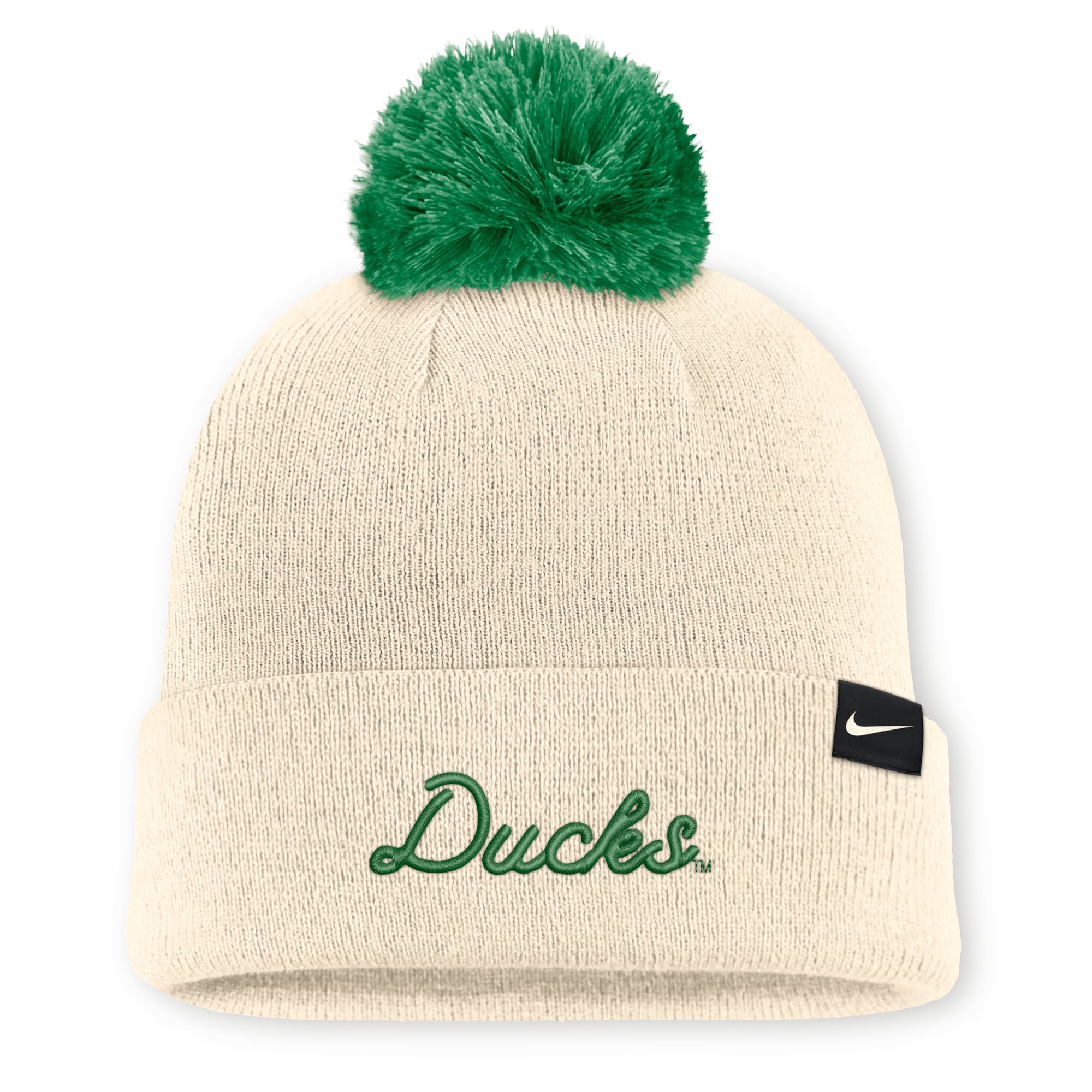 Bonnet unisexe Nike Natural Oregon Ducks Campus Prep Script à revers et pompon