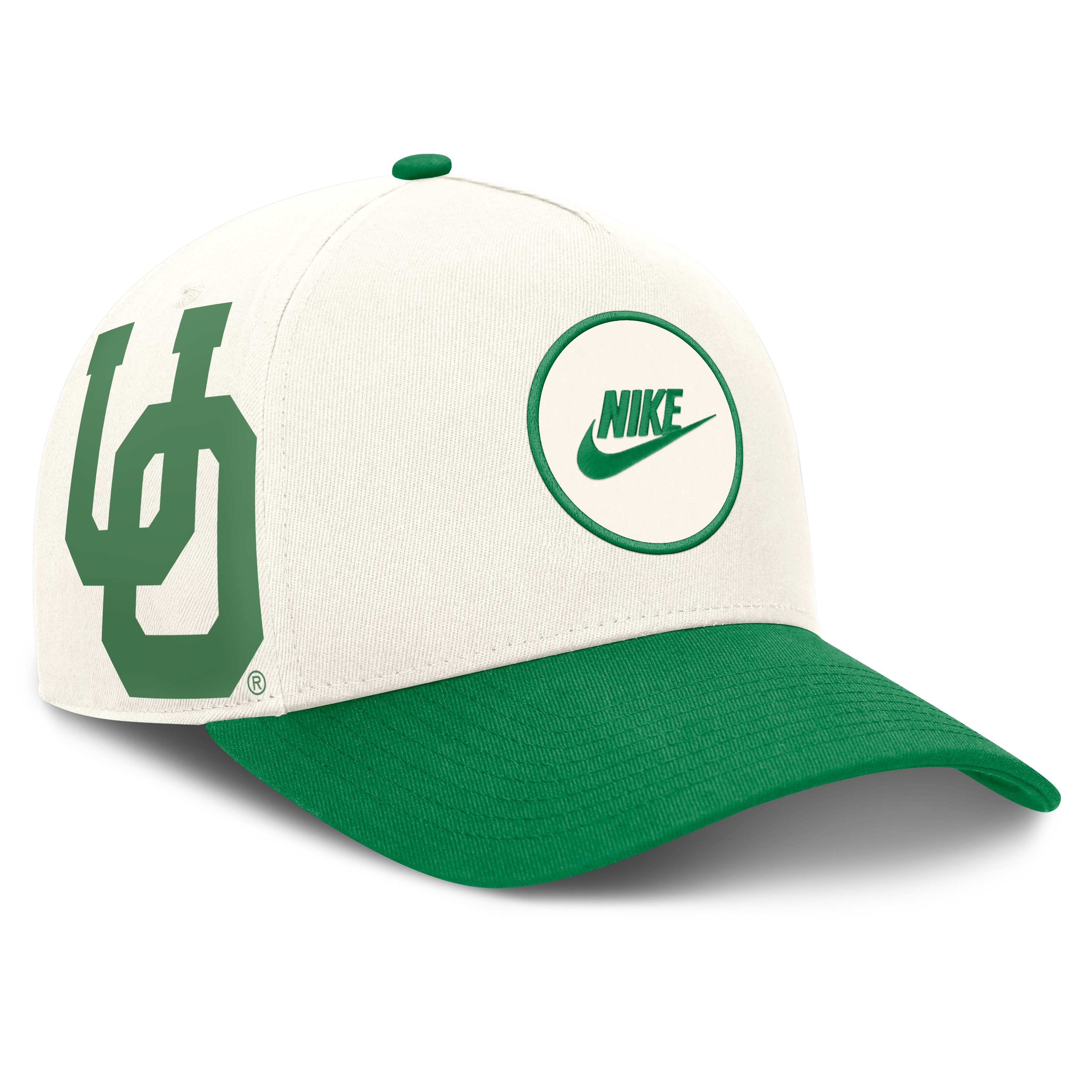 Casquette unisexe Nike blanche/verte Oregon Ducks Rise avec logo latéral en A et technologie Dri-FIT ajustable