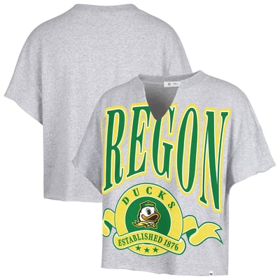  Oregon Ducks '47 Women's Banners Out Oversized Notch-Neck T-Shirt - Gray