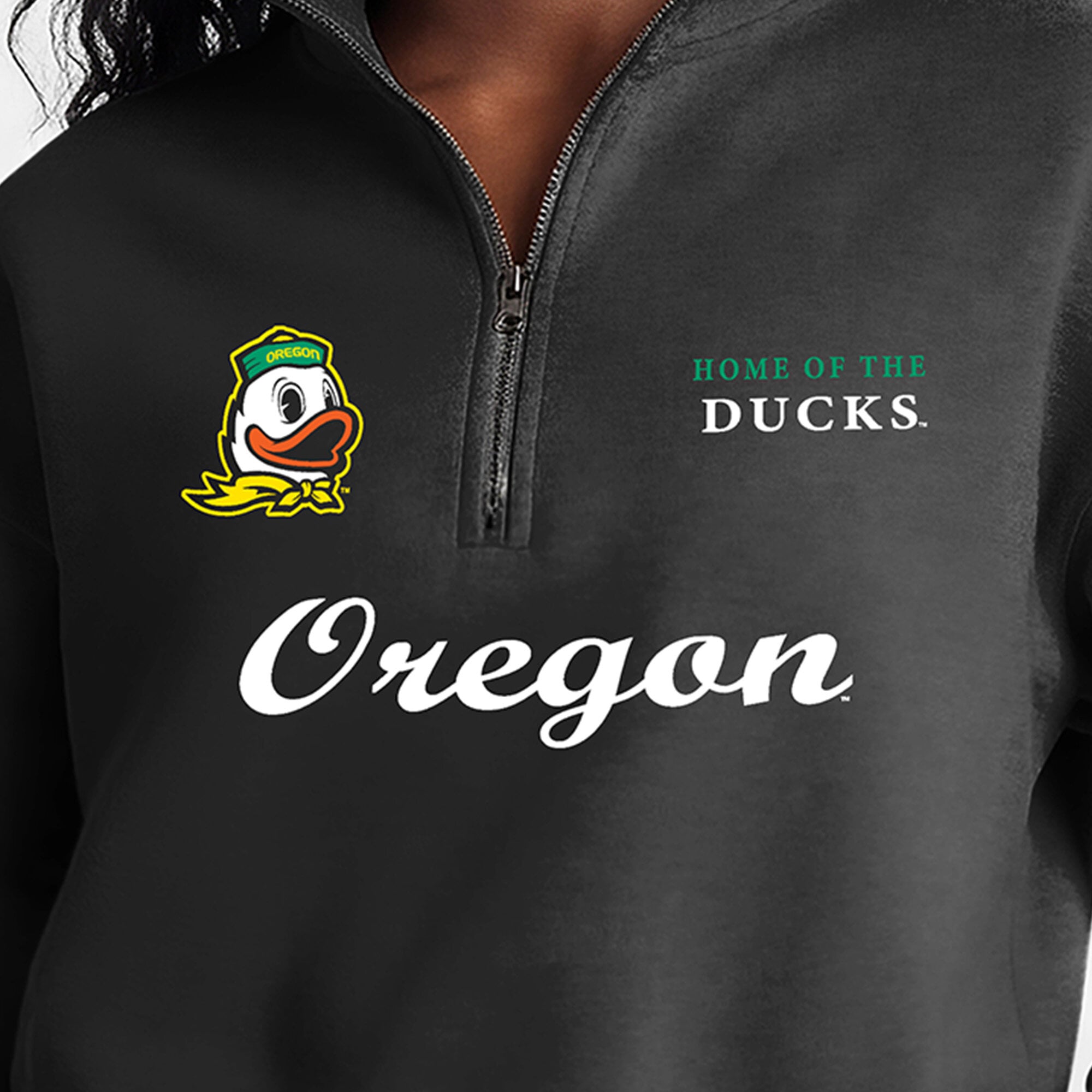 Women's Champion Black Oregon Ducks Academic Triumph Quarter-Zip Tri-Blend Pullover