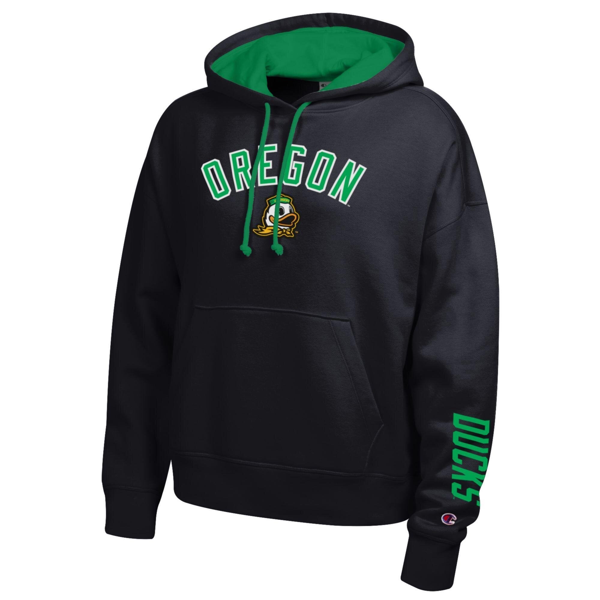 Sweat à capuche polaire noir Champion Oregon Ducks pour femme