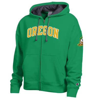 Oregon Ducks Champion Women's Arch Full-Zip Fleece Hoodie - Green