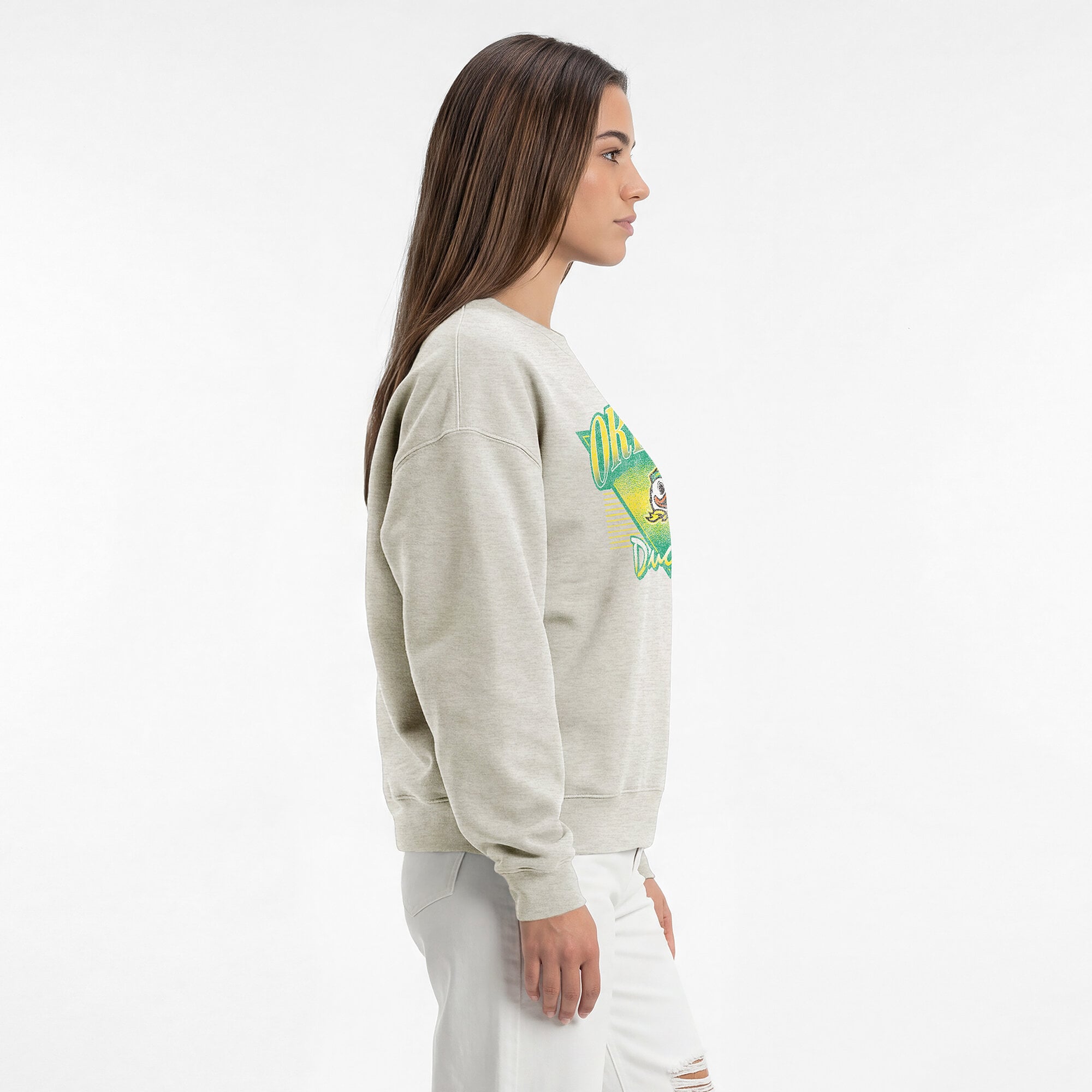 Women's Champion  Oatmeal Oregon Ducks All-Star Weave Sweatshirt
