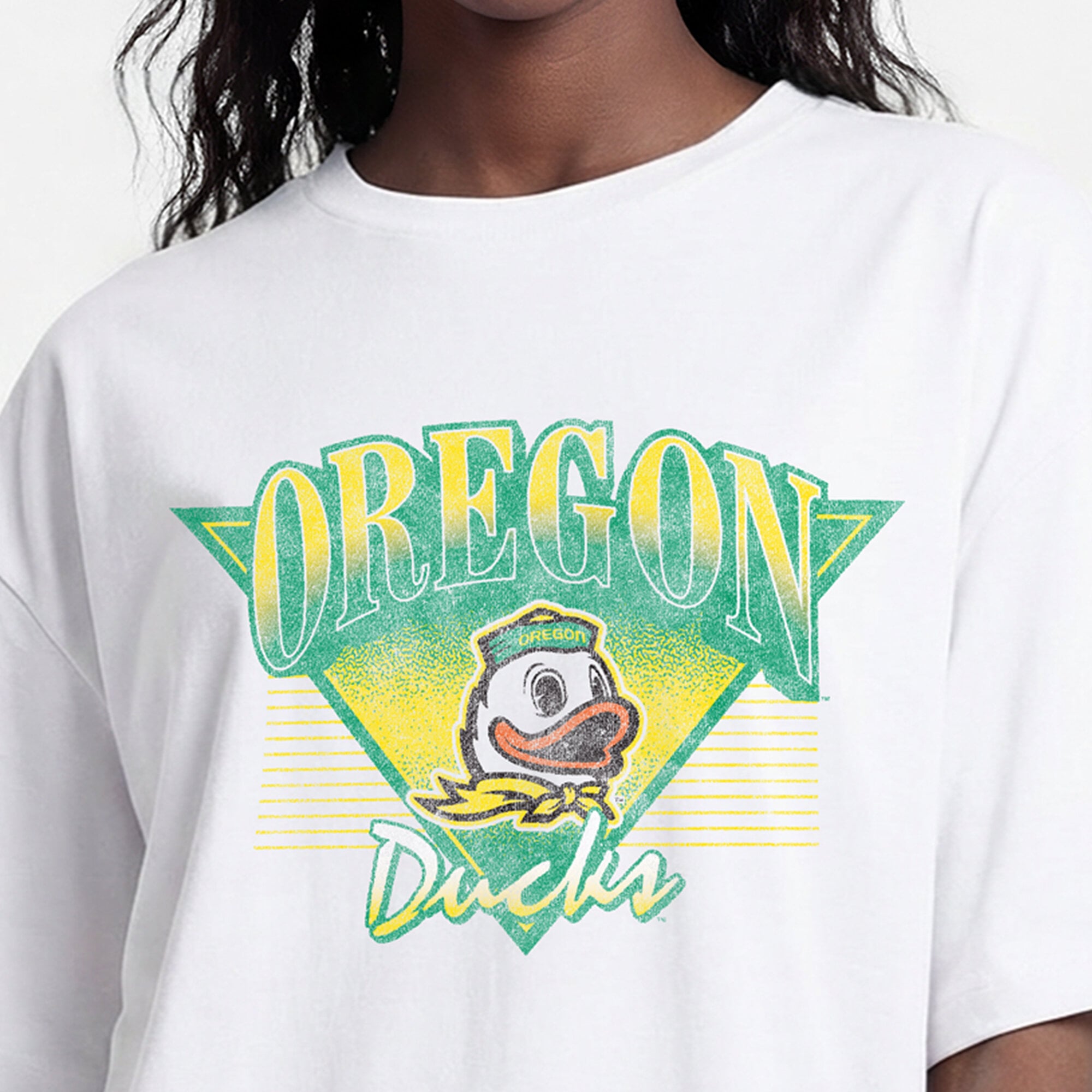 T-shirt rétro oversize Champion White Oregon Ducks pour femmes