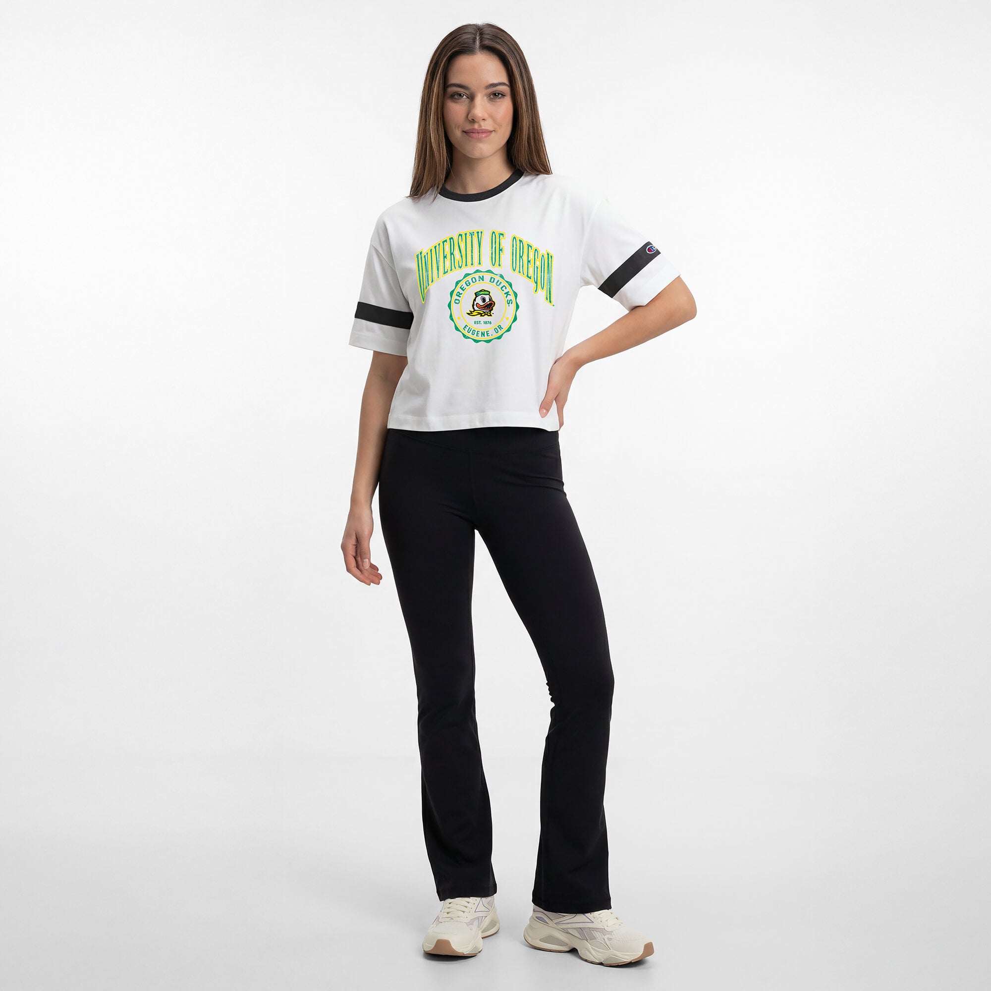 Women's Champion White Oregon Ducks Retro Oversized T-Shirt