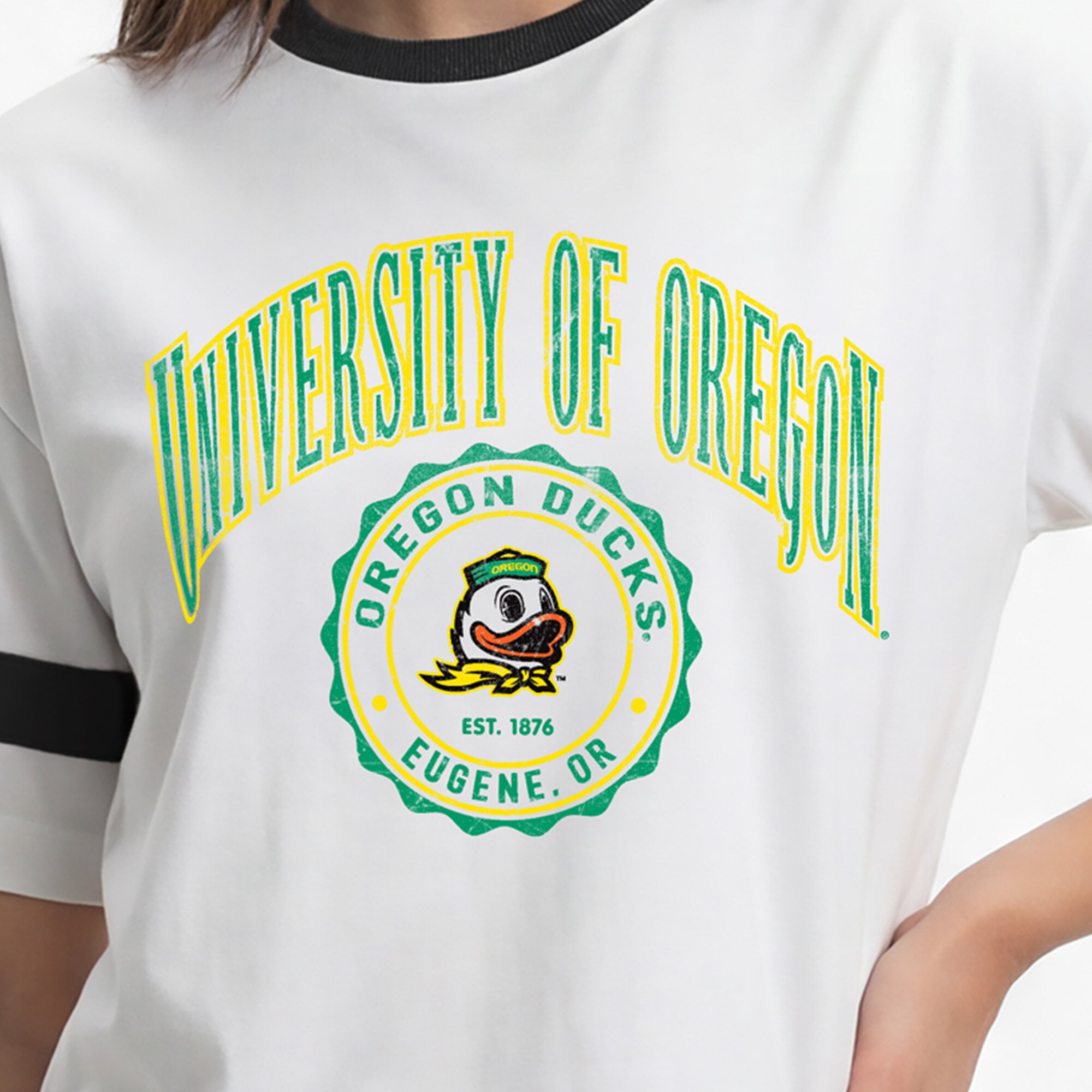 Women's Champion White Oregon Ducks Retro Oversized T-Shirt
