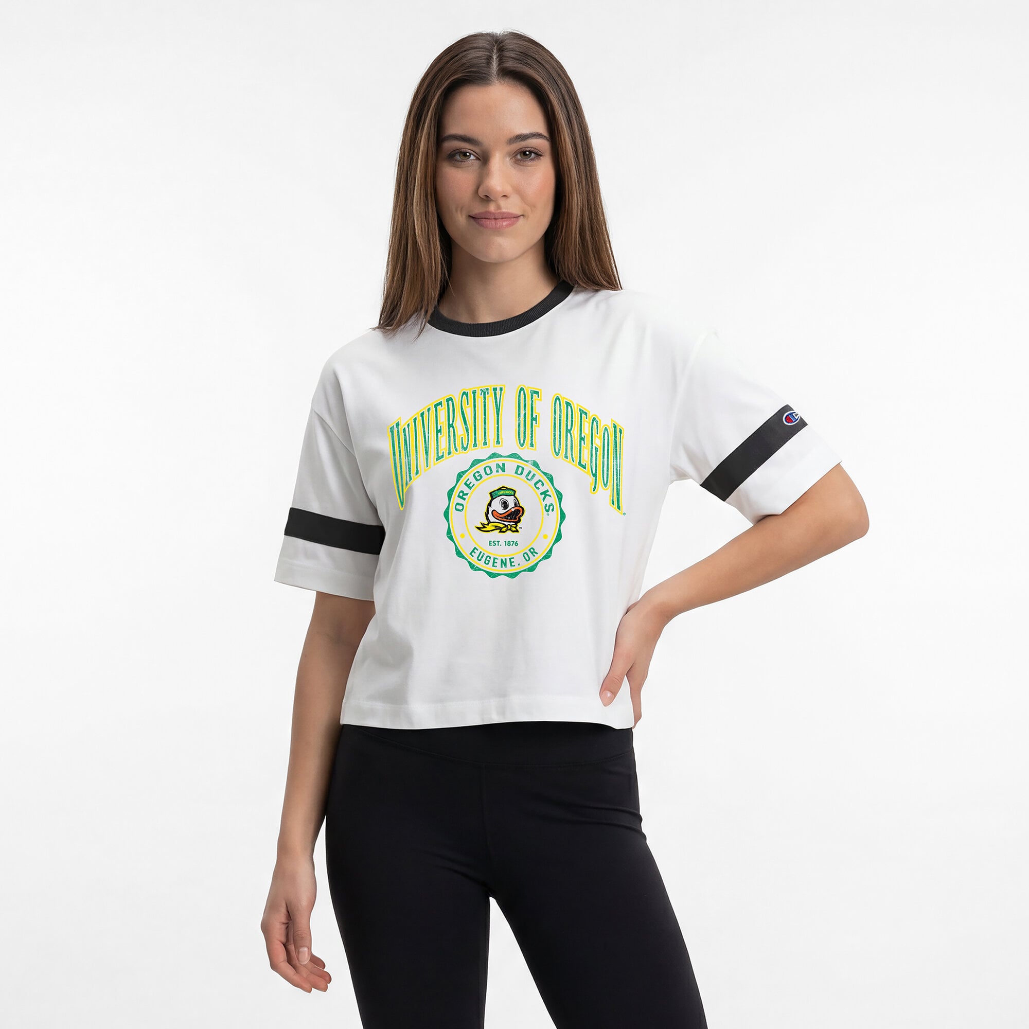 Women's Champion White Oregon Ducks Retro Oversized T-Shirt