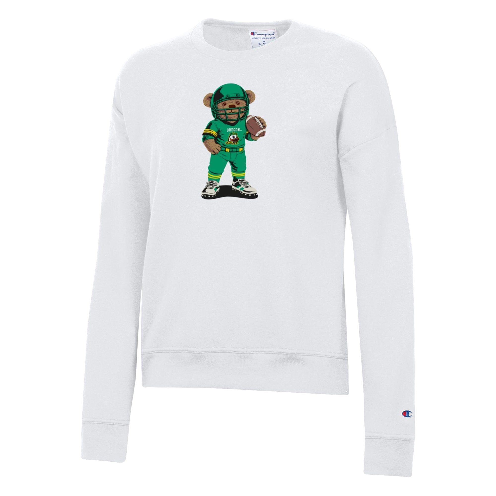 Sweat-shirt Champion blanc pour femmes avec ours en peluche des Oregon Ducks