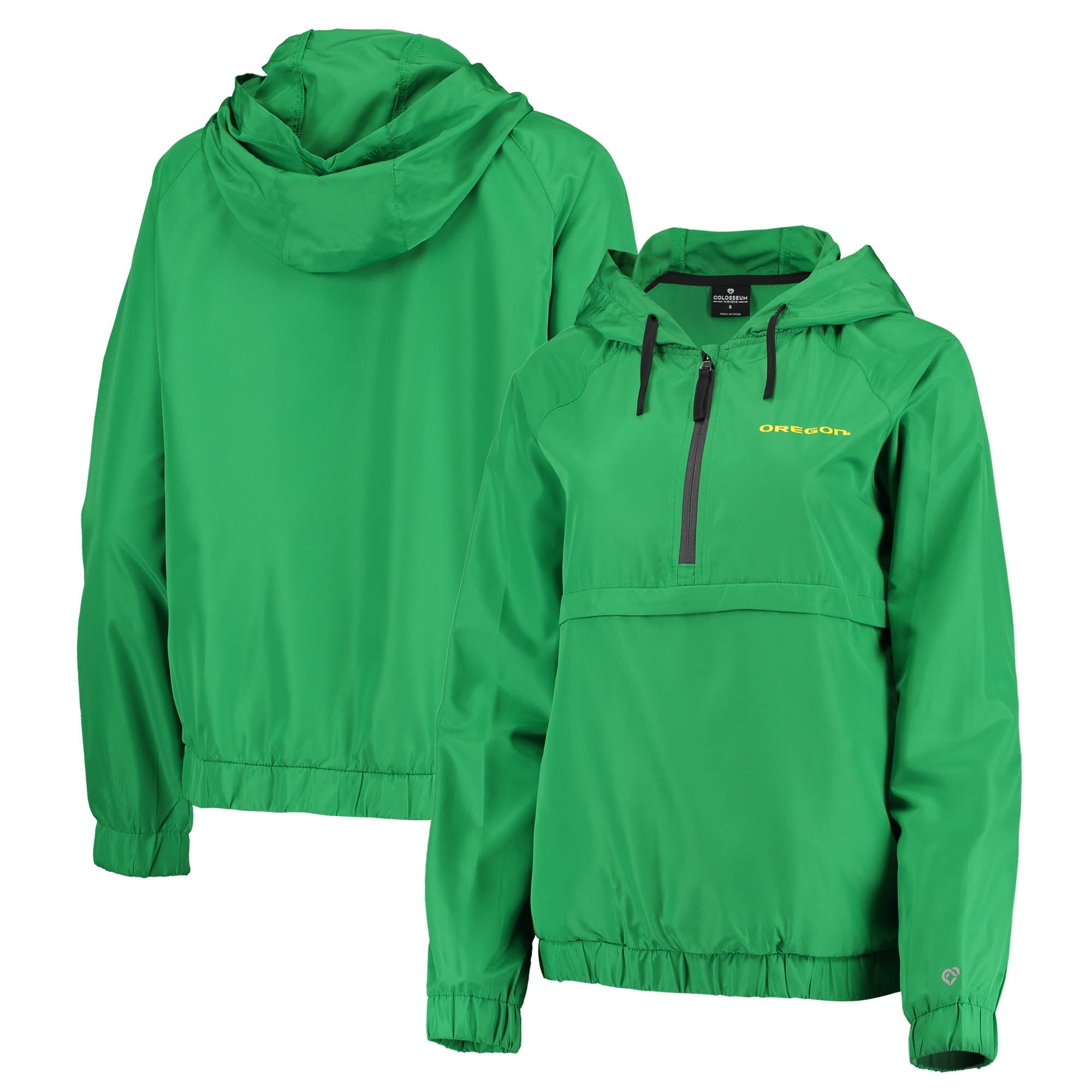 Women's Colosseum Green Oregon Ducks Doodling Packable Anorak Half