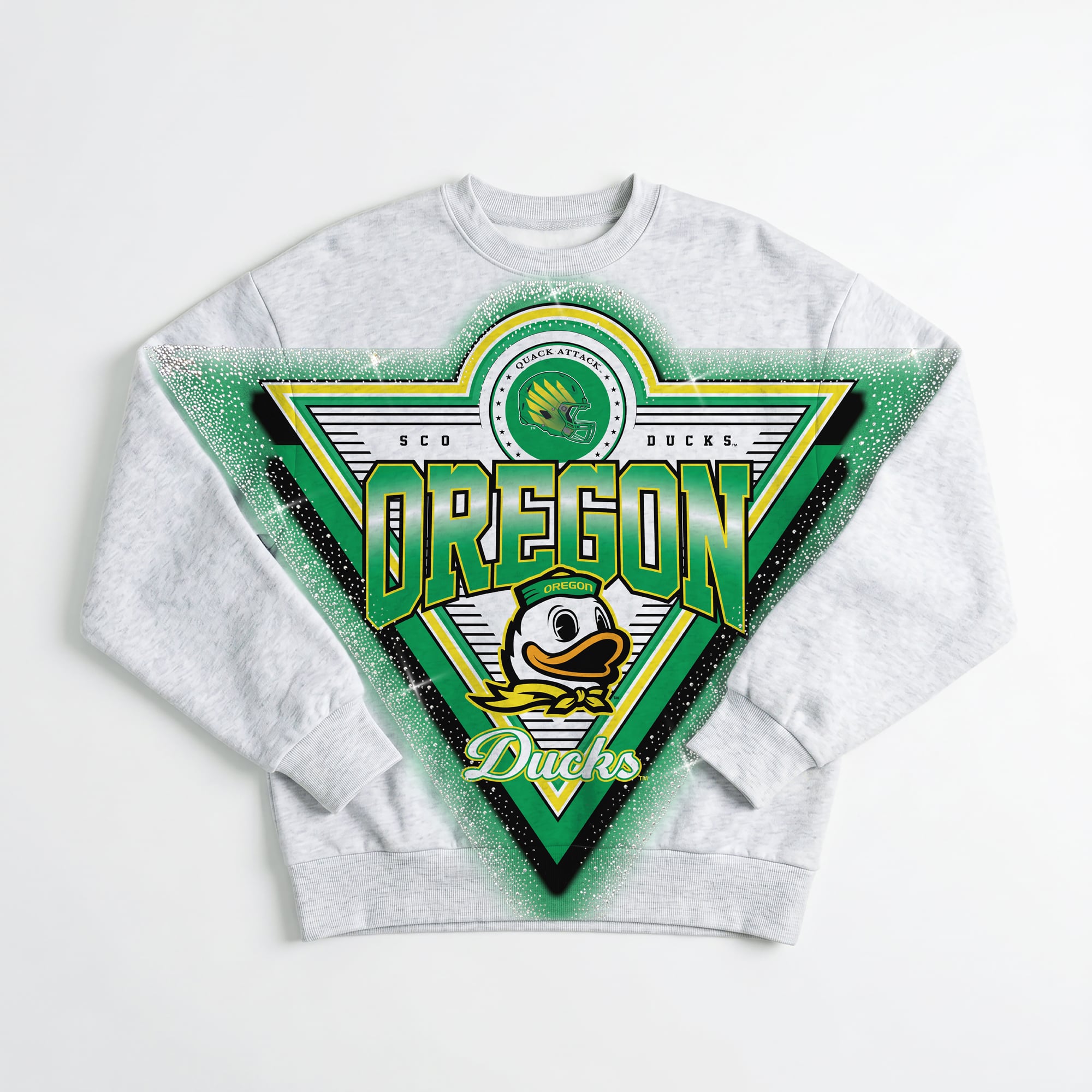 Sweat-shirt oversize en polaire gris Oregon Ducks Chasing Victory, orné de strass, pour femme, collection Gameday Couture.