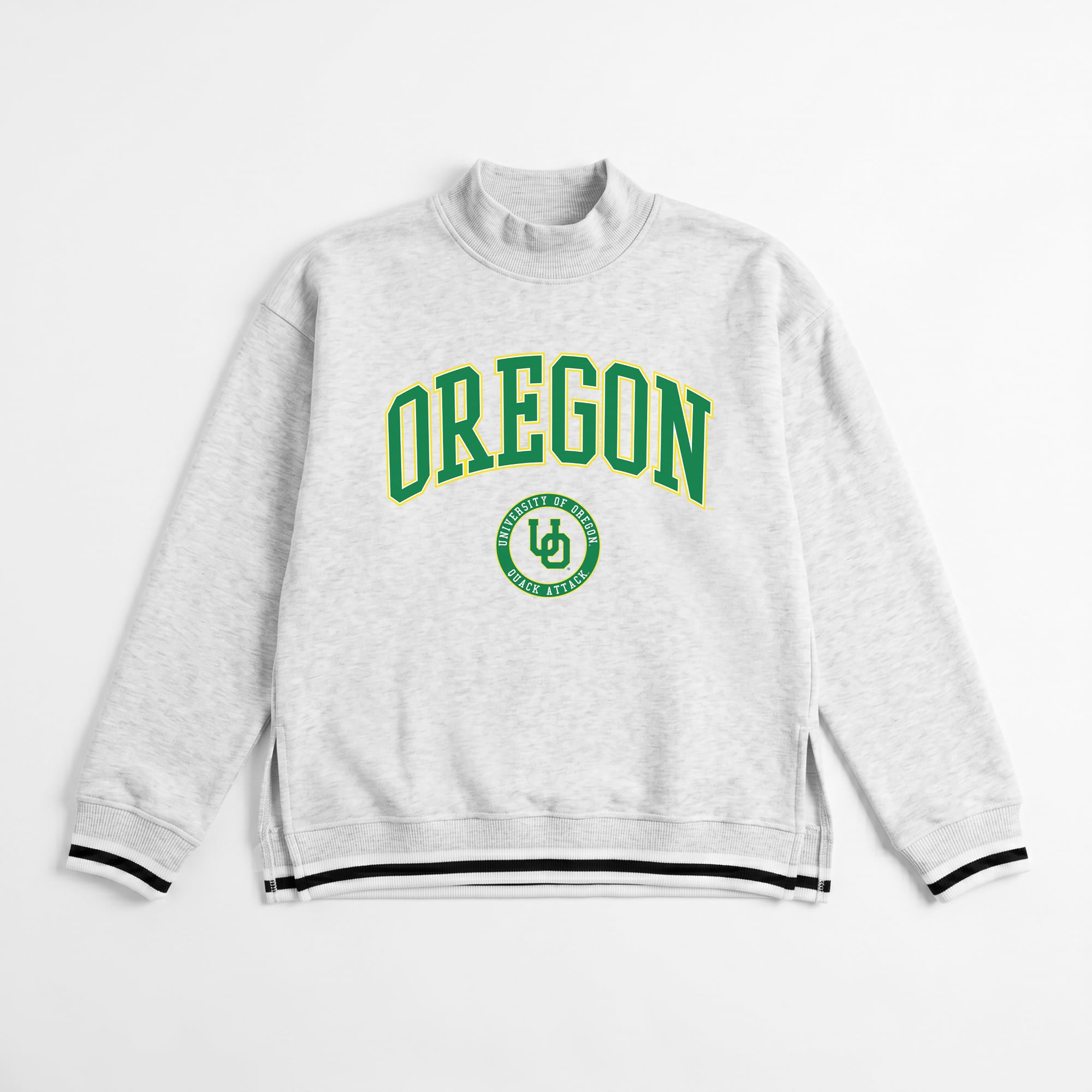 Women's Gameday Couture Gray Oregon Ducks Rally Point Contrast Stripe Mock Neck Sweatshirt