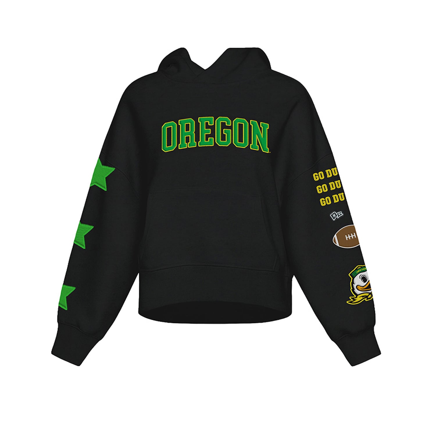 Sweat à capuche court noir Oregon Ducks pour femme de la marque Hype and Vice