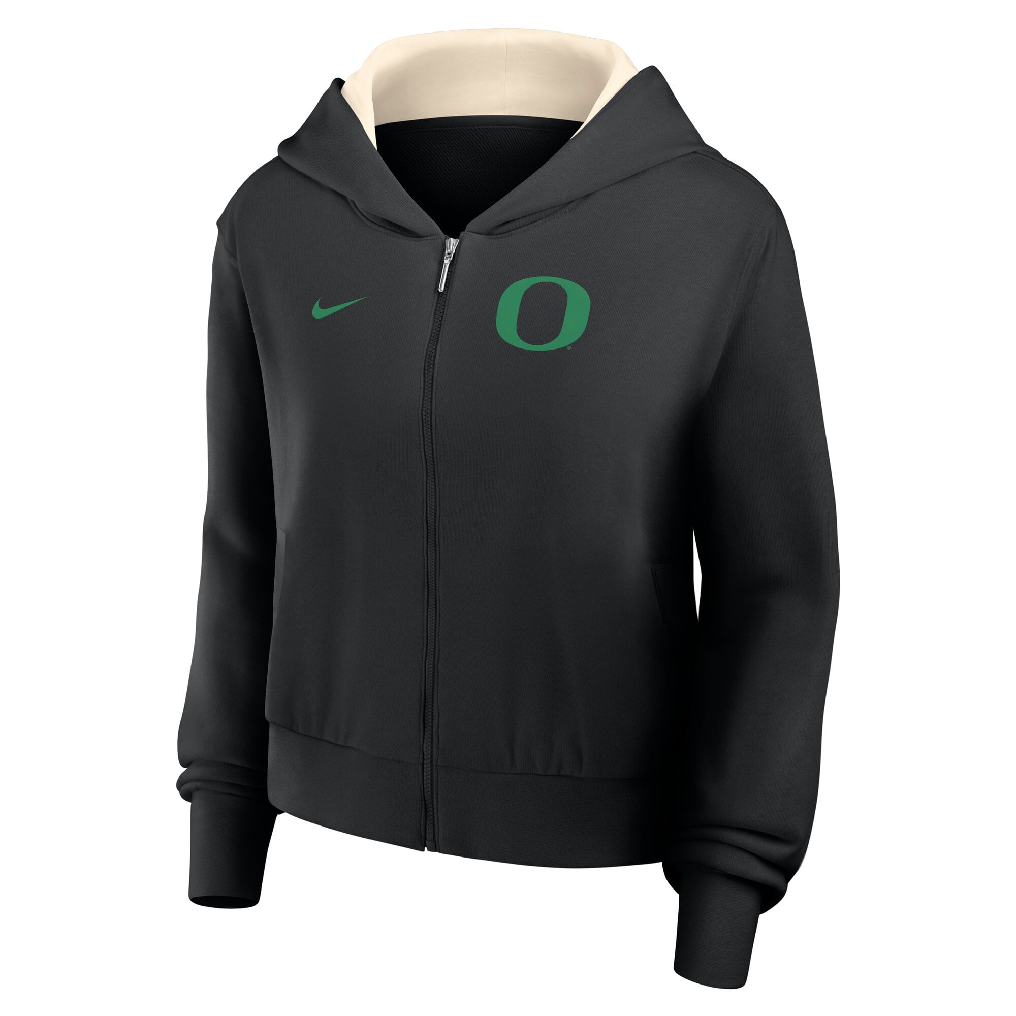 Women's Nike Black Oregon Ducks Mantra Cropped Full-Zip Hoodie