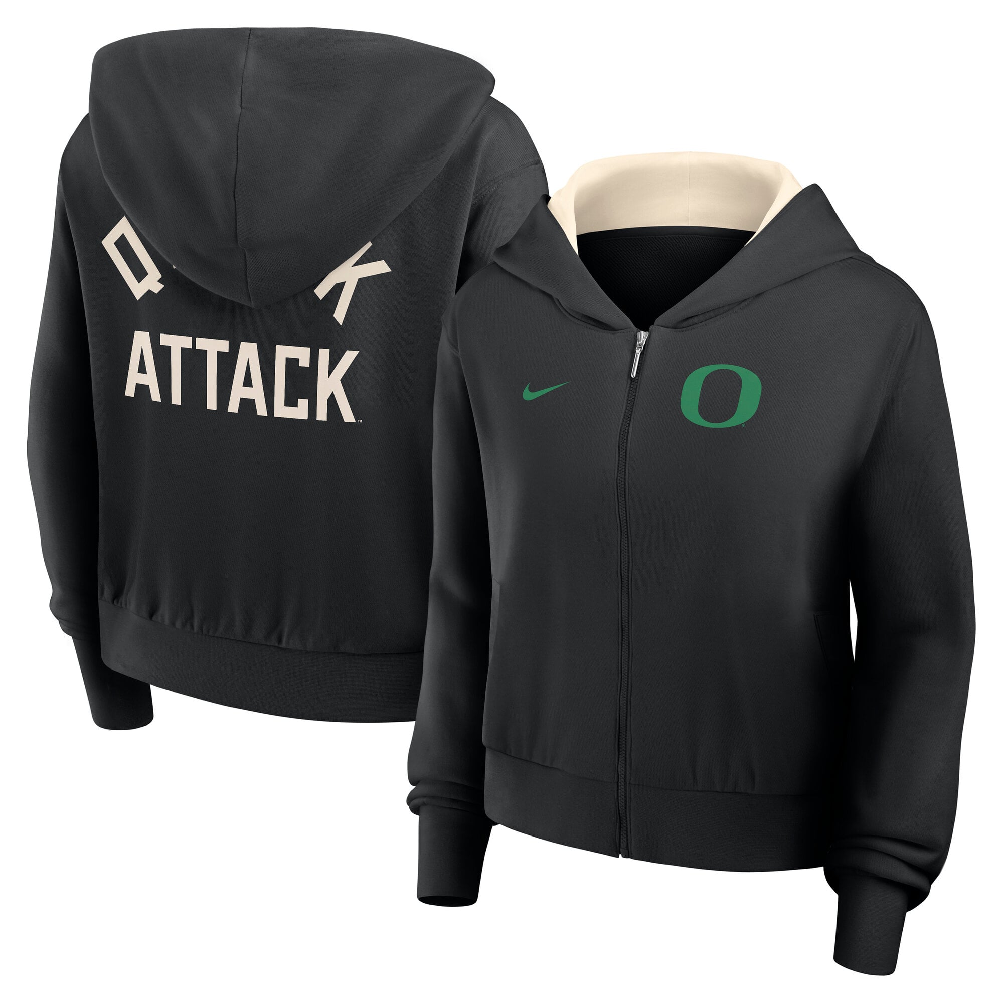 Women's Nike Black Oregon Ducks Mantra Cropped Full-Zip Hoodie