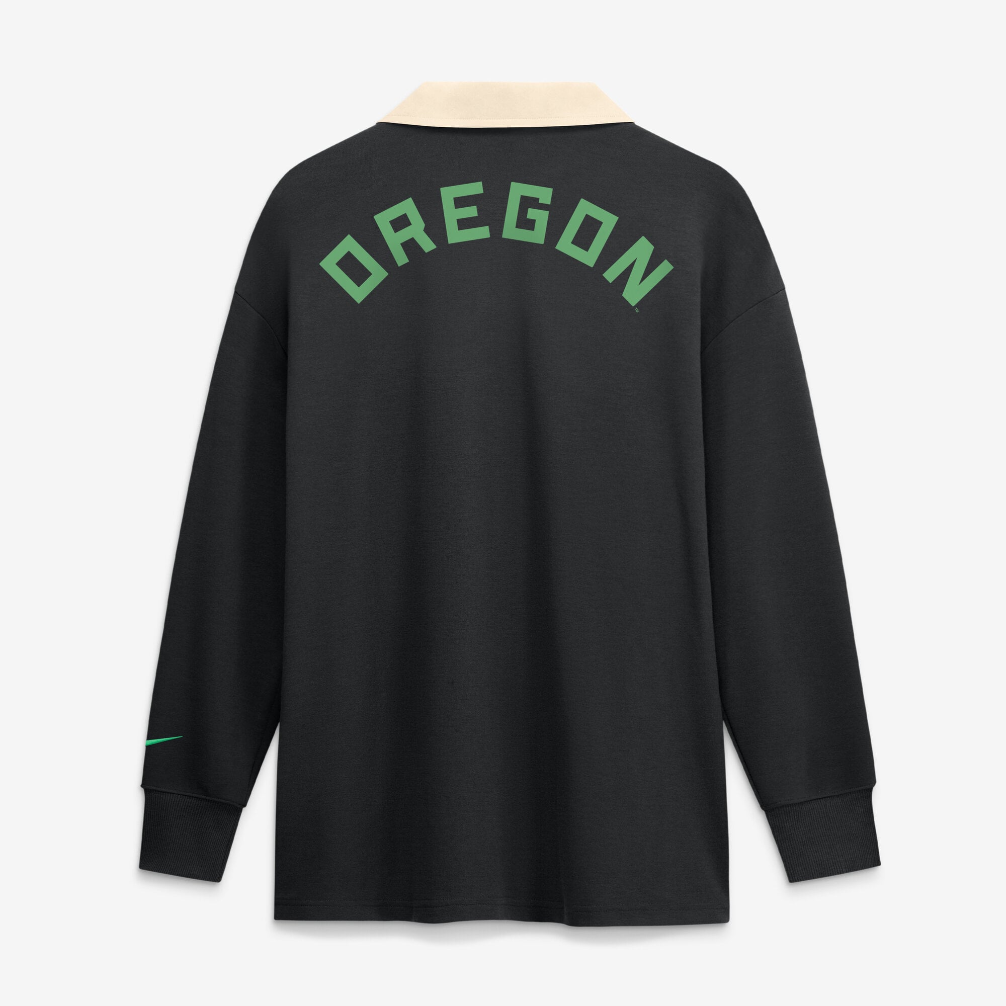 Women's Nike Black Oregon Ducks Oversized Essential Dri-FIT Long Sleeve V-Neck Polo