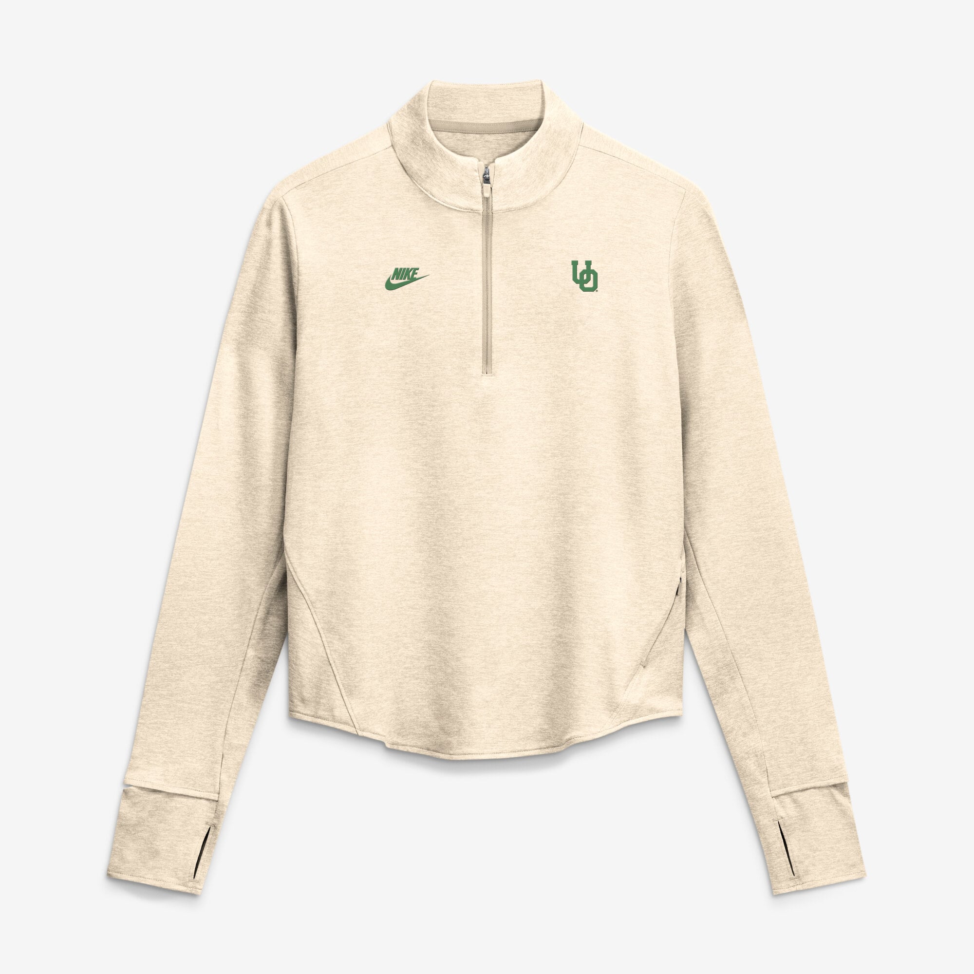 Pull-over Nike Legacy Swift Dri-FIT demi-zip pour femme, couleur naturelle, Oregon Ducks