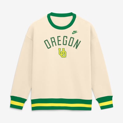  Oregon Ducks Nike Women's Oversized Legacy Arch Phoenix Sweatshirt - Natural