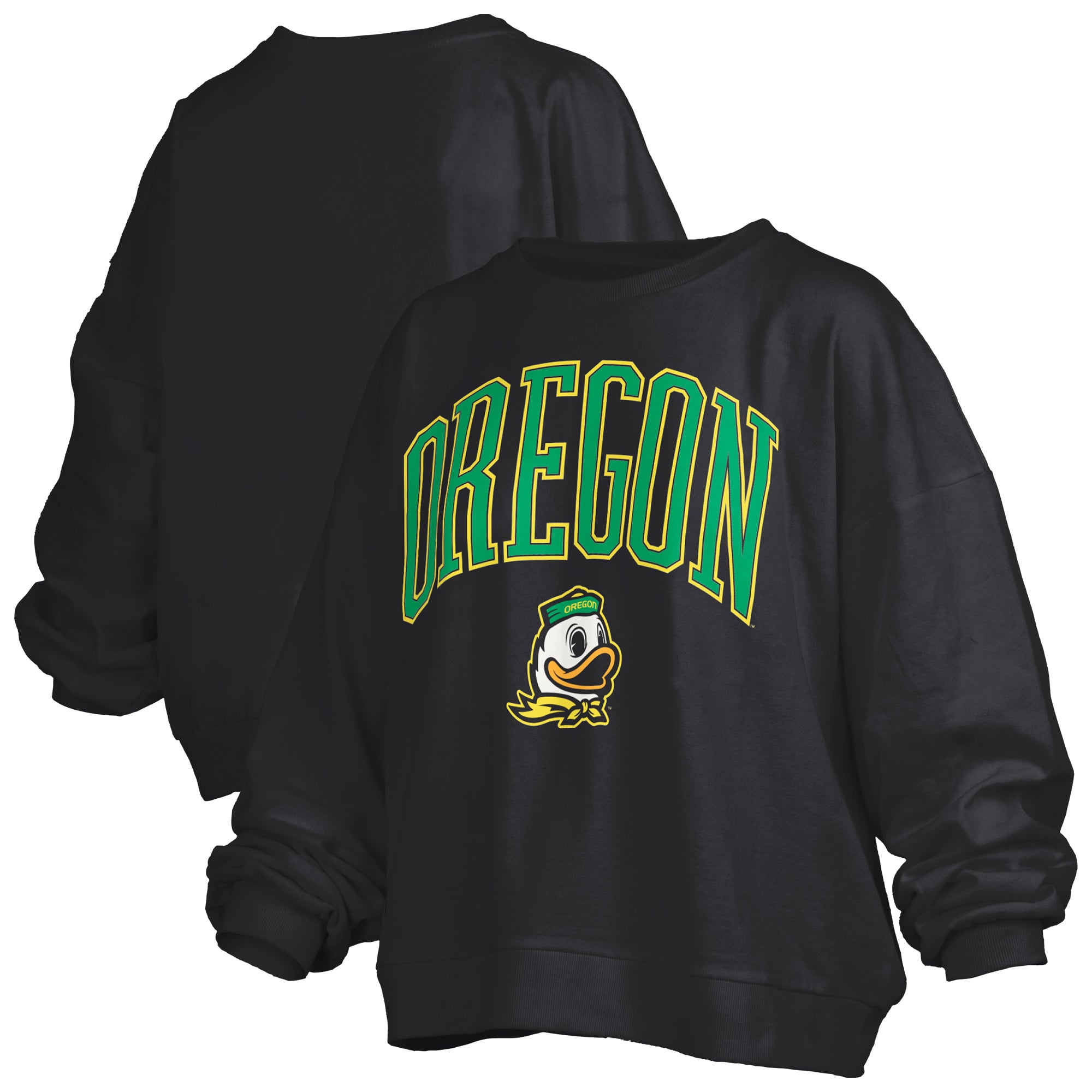 Sweat-shirt polaire oversize blanc Pressbox Oregon Ducks Janise avec logo sur l'arche, pour femme