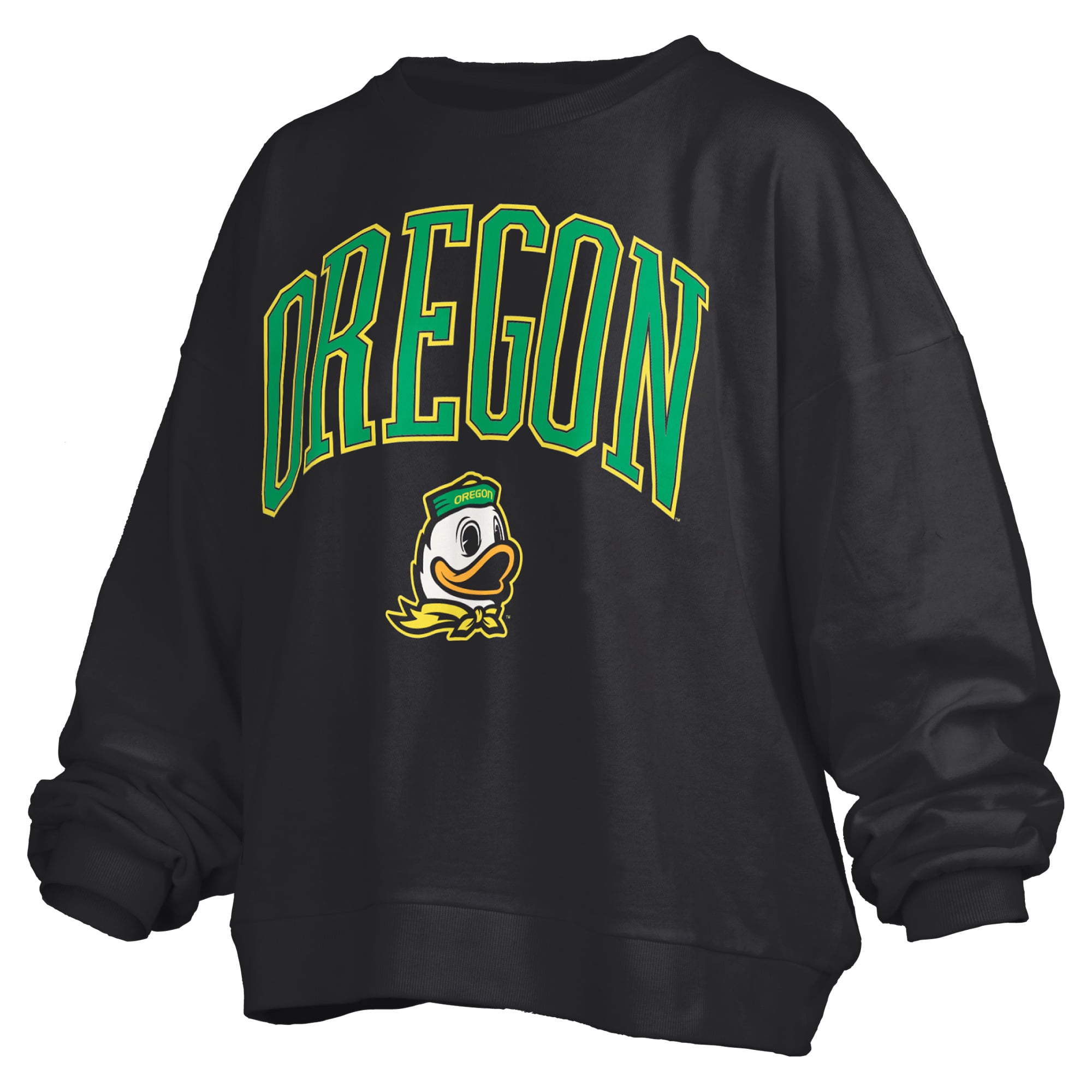 Sweat-shirt polaire oversize blanc Pressbox Oregon Ducks Janise avec logo sur l'arche, pour femme