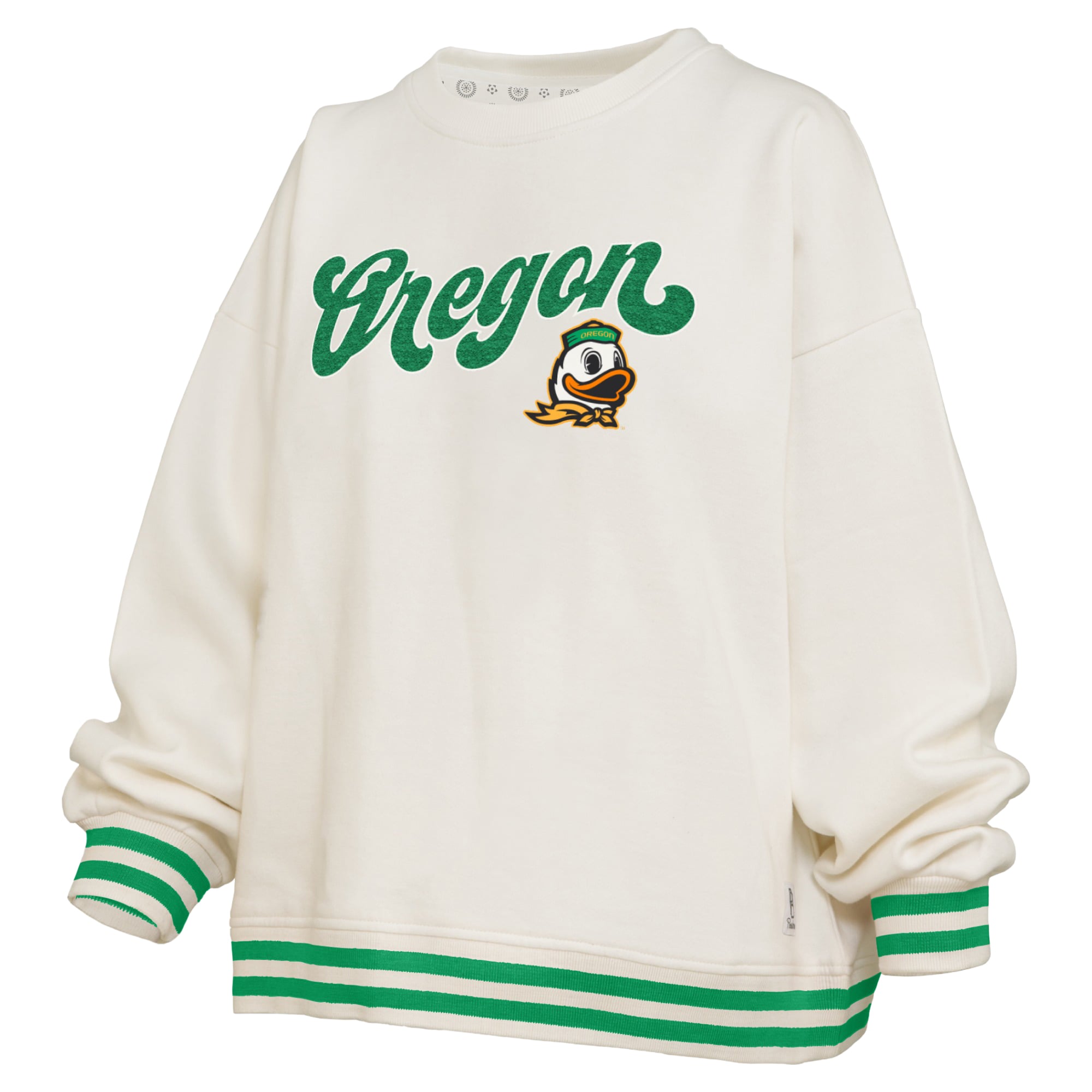 Sweat-shirt côtelé en chenille crème Oregon Ducks Bonanza pour femme de Pressbox