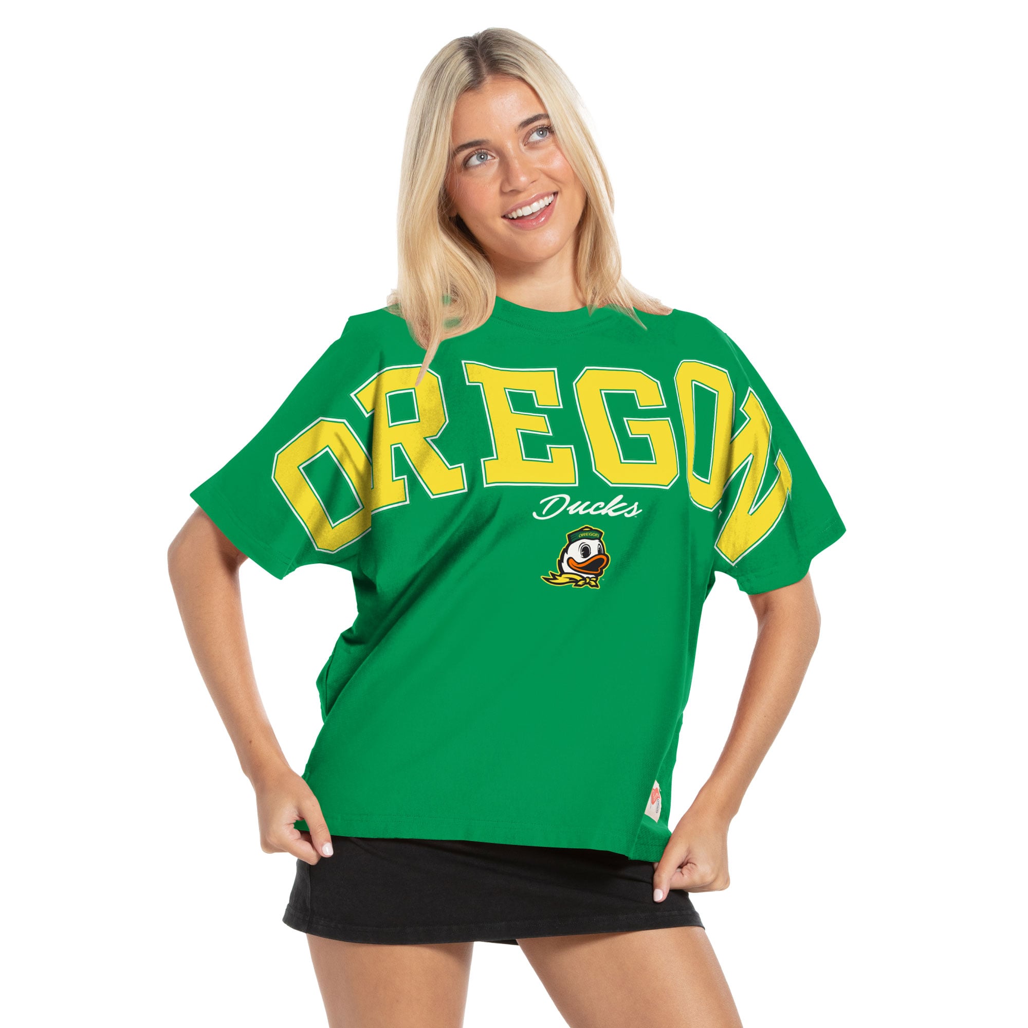 Women's Pressbox  Green Oregon Ducks Flannigan Oversized T-Shirt