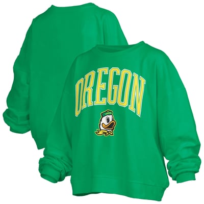 Sweat-shirt polaire oversize pour femme Oregon Ducks Pressbox Janise Arch Over Logo - Vert