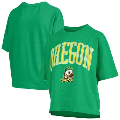 Oregon Ducks Pressbox Women's Oversized Nelson Arch Over Logo Slub T-Shirt - Green