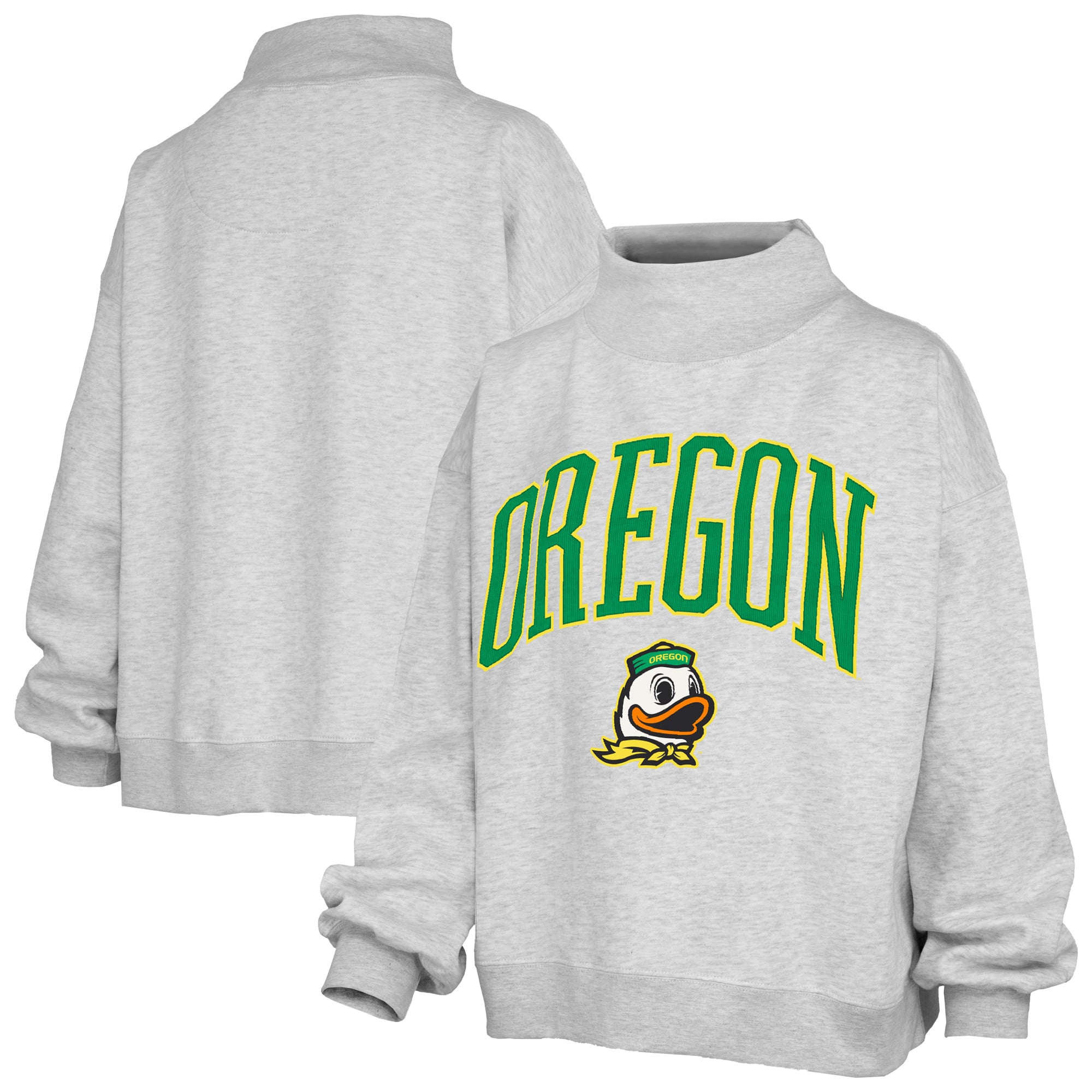 Sweat-shirt à col montant en polaire texturée Nelson Texture Lingo pour femme, gris chiné Oregon Ducks, Pressbox