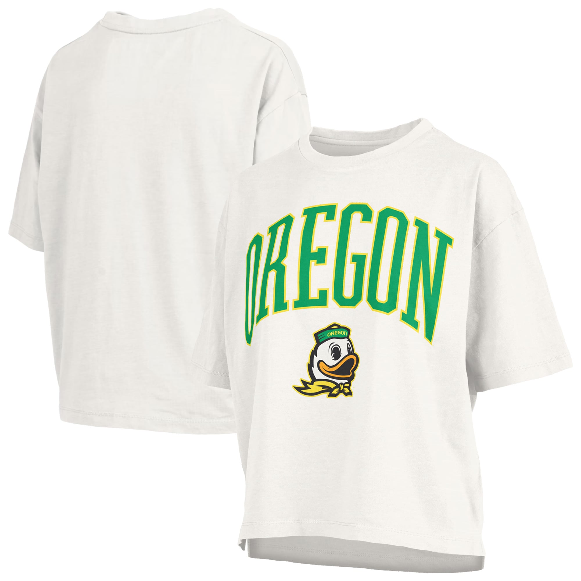T-shirt oversize Pressbox blanc Oregon Ducks Nelson Arch Over Logo Slub pour femme