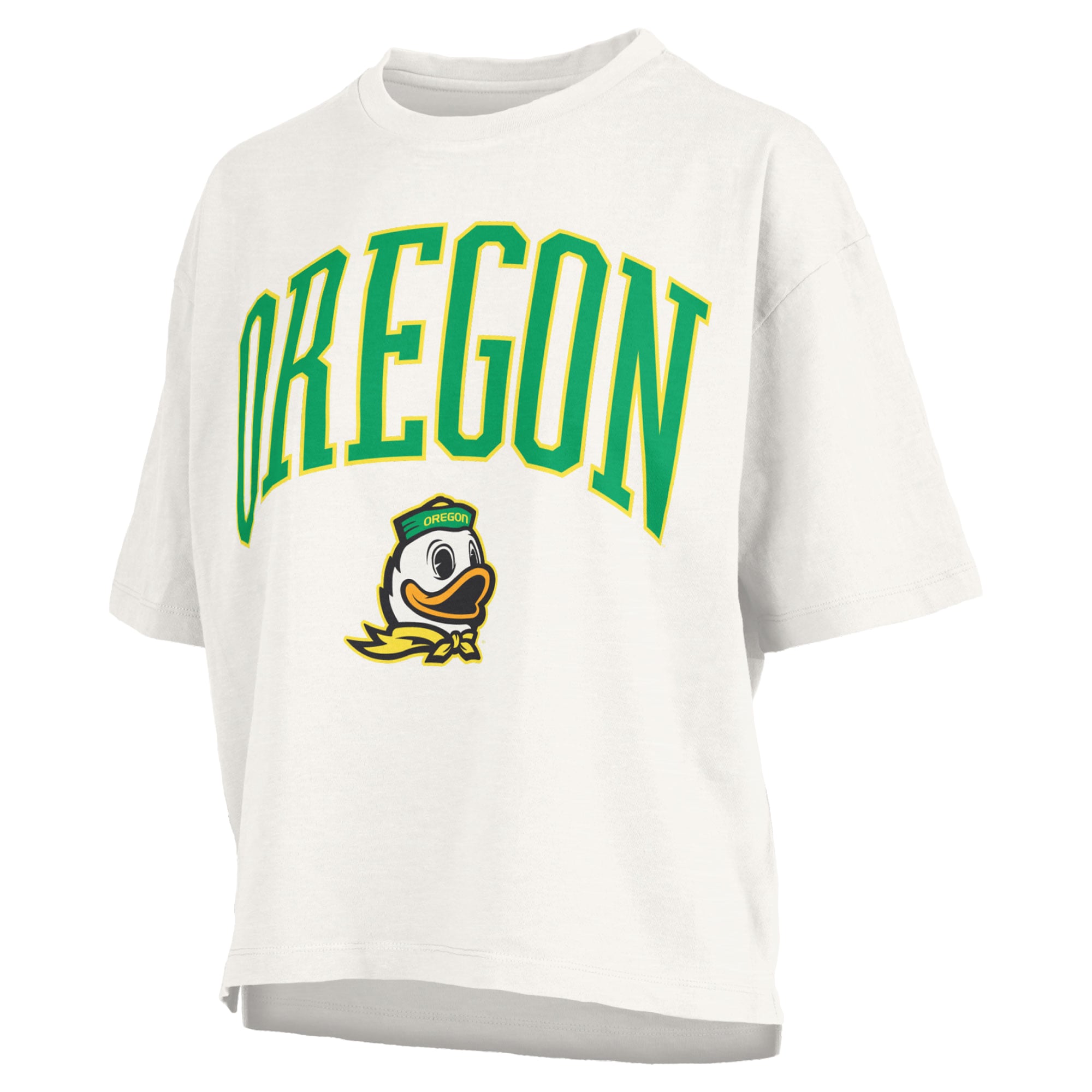 T-shirt oversize Pressbox blanc Oregon Ducks Nelson Arch Over Logo Slub pour femme