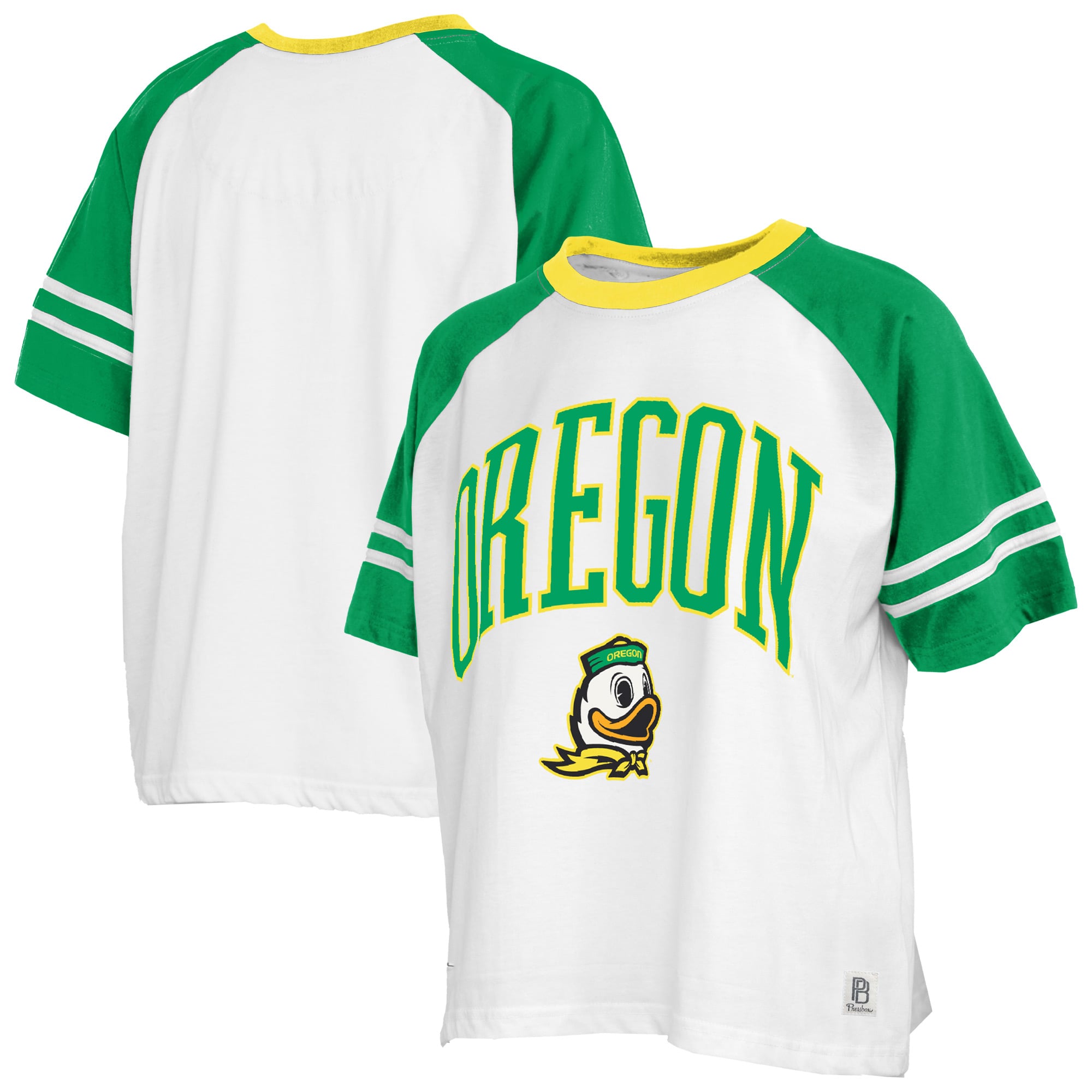 T-shirt Pressbox blanc pour femmes, motif Sky Colorblock Oregon Ducks