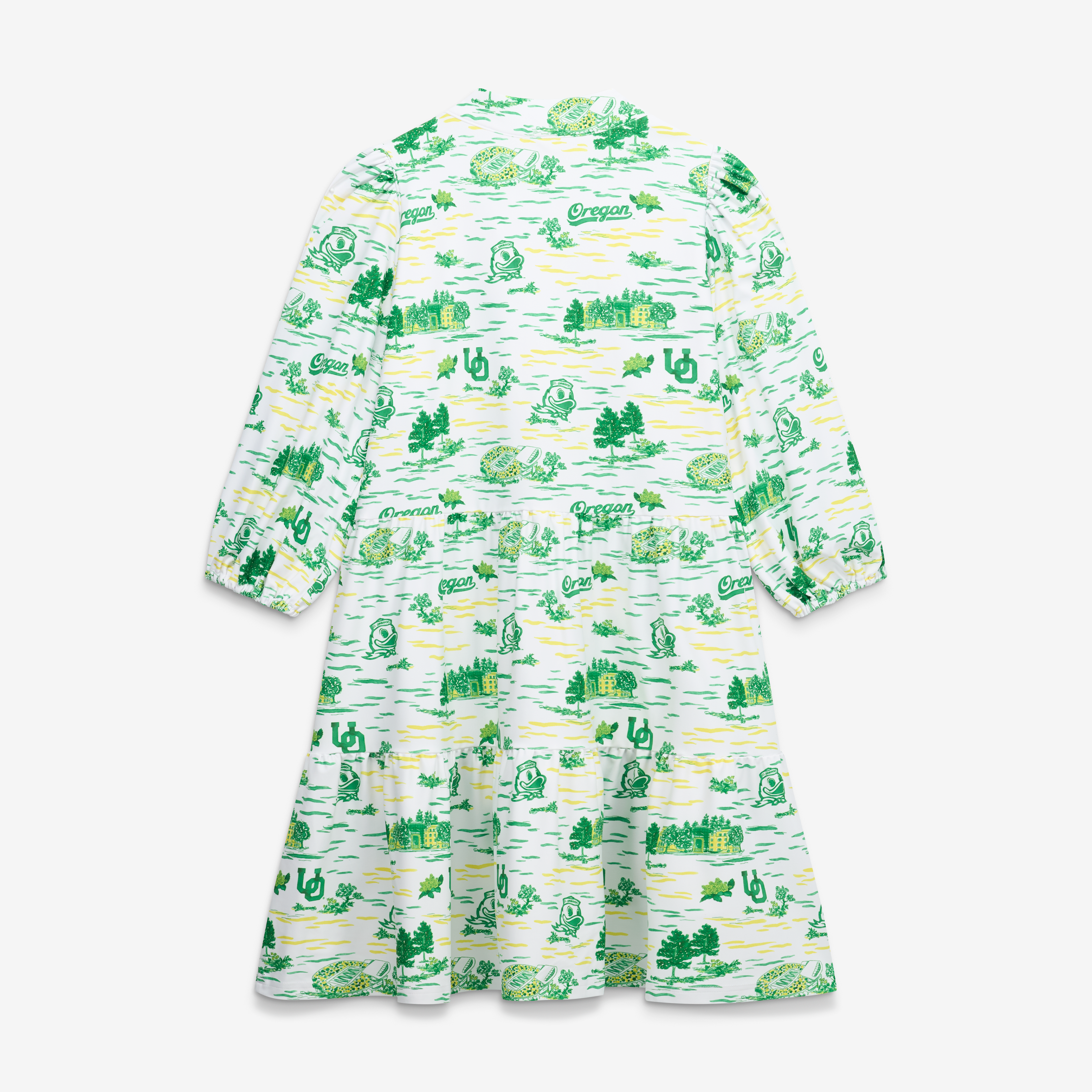 Women's Smith & Quinn White Oregon Ducks 3/4 Sleeve Toile Tory Dress