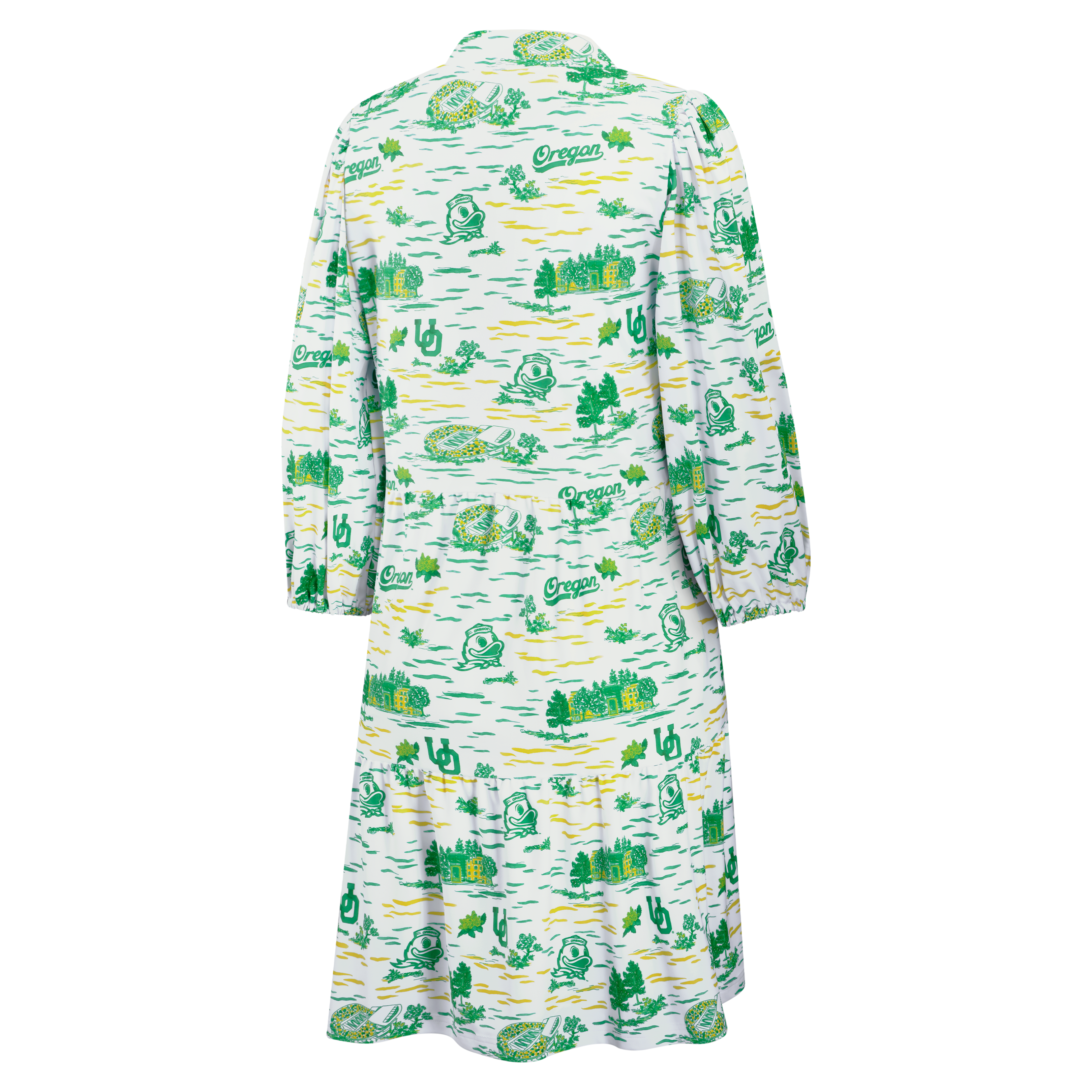 Women's Smith & Quinn White Oregon Ducks 3/4 Sleeve Toile Tory Dress