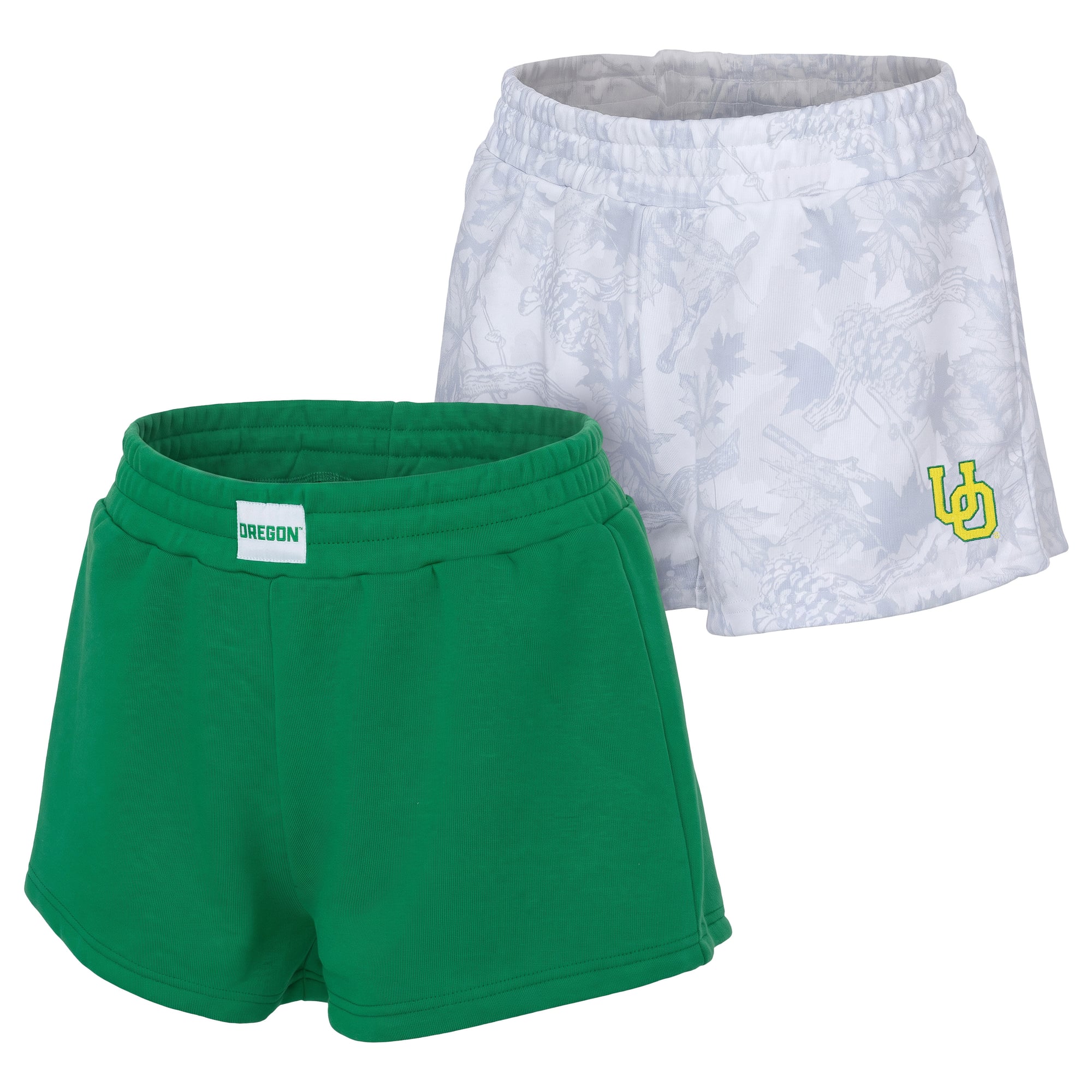 Women's ZooZatz Green/Gray Oregon Ducks Two-Pack Knockout Shorts Set