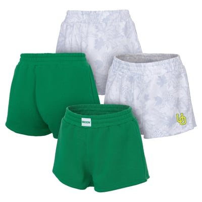  Oregon Ducks ZooZatz Women's Two-Pack Knockout Shorts Set - Green/Gray