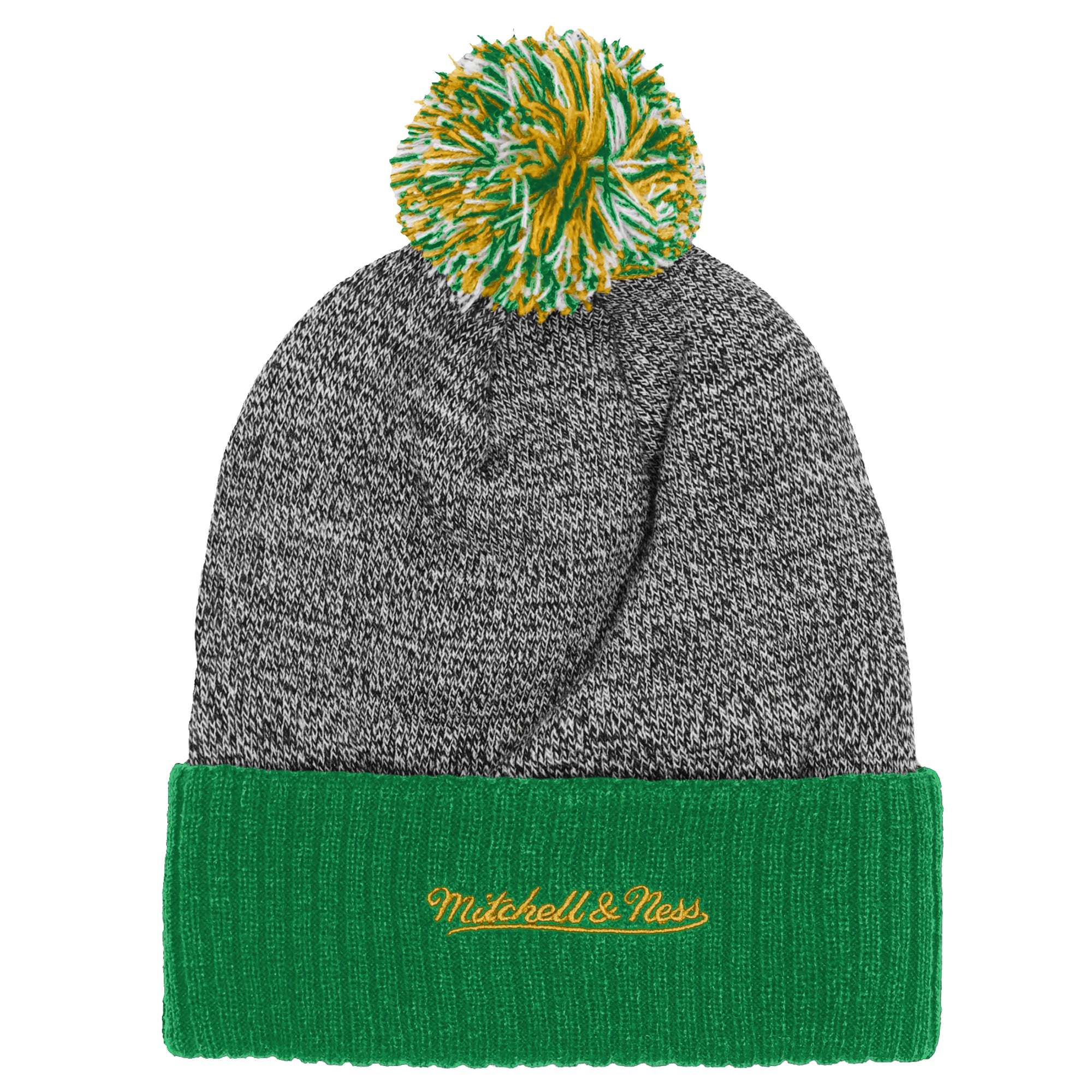 Bonnet à revers Mitchell & Ness vert Oregon Ducks pour enfant, avec pompon